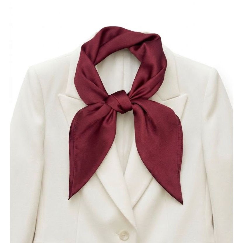 Other ✨Elegant Bandana Square Silky Scarf Burgundy Solid Soft Wrap Size ONE SIZE - 2 Thumbnail