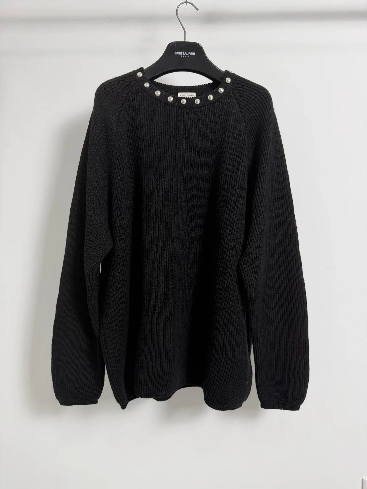 Saint Laurent Paris Saint Laurent SLP15SS Rivet Round Neck Black Knit Sweater M Size M / US 6-8 / IT 42-44 - 1 Thumbnail