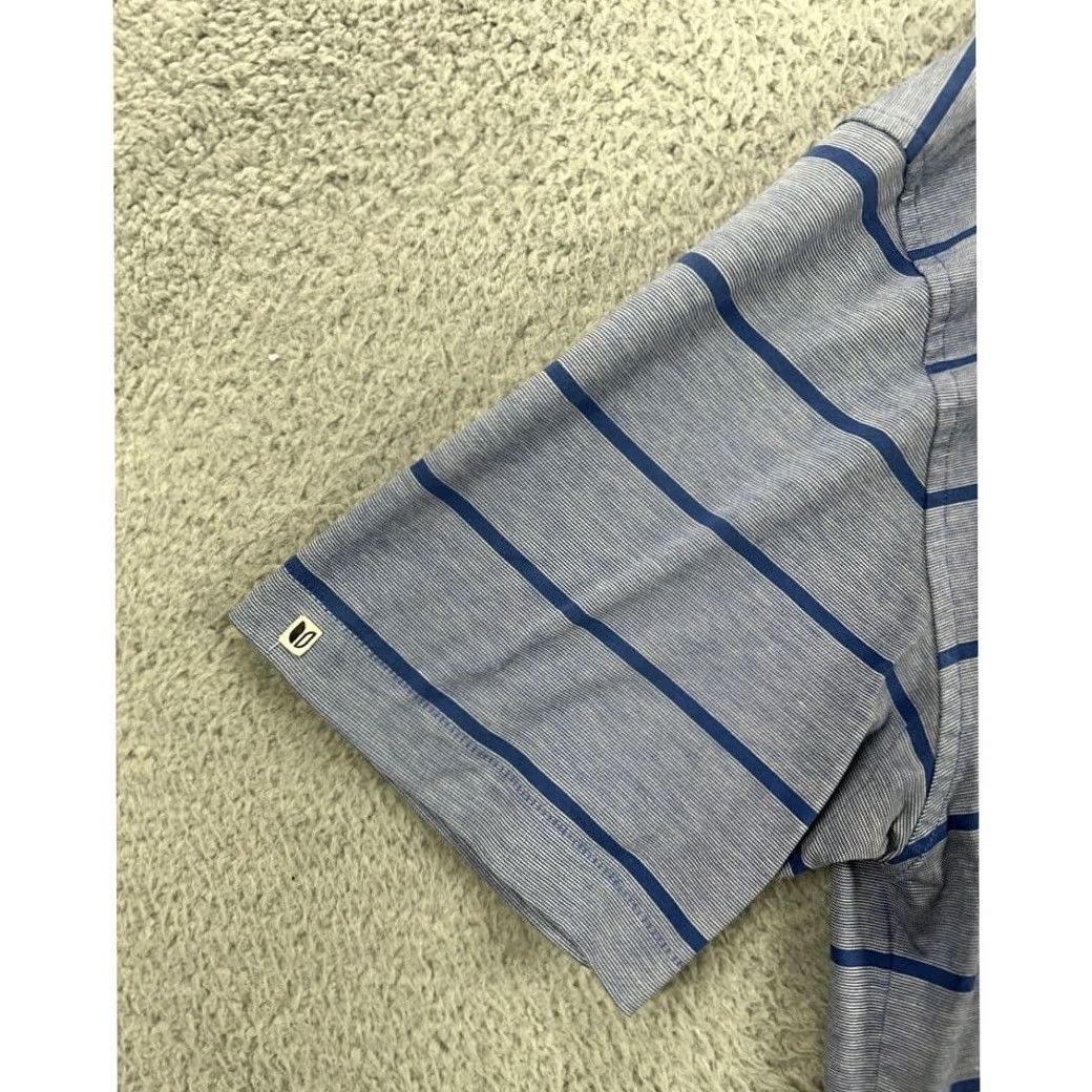 Vintage Linksoul Polo Shirt Mens XL Blue Wide Pinstripe Luxury Cotton Rugby Walking Collared Tempus Fugit Size US XL / EU 56 / 4 - 6 Thumbnail