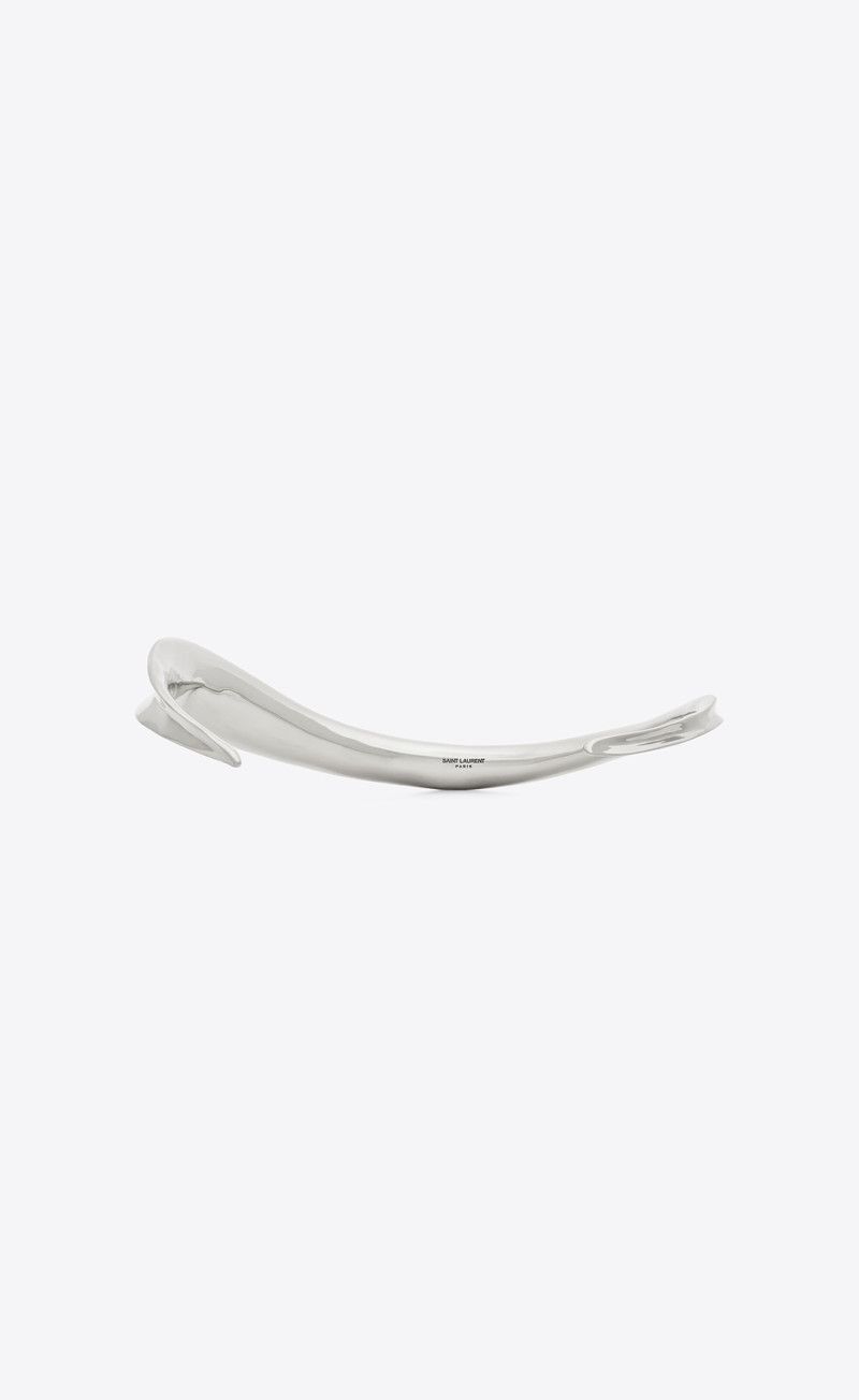 Saint Laurent Paris o1bcso1str0226 Size:S/Torc Necklace In Metal in Silver Size ONE SIZE - 3 Thumbnail