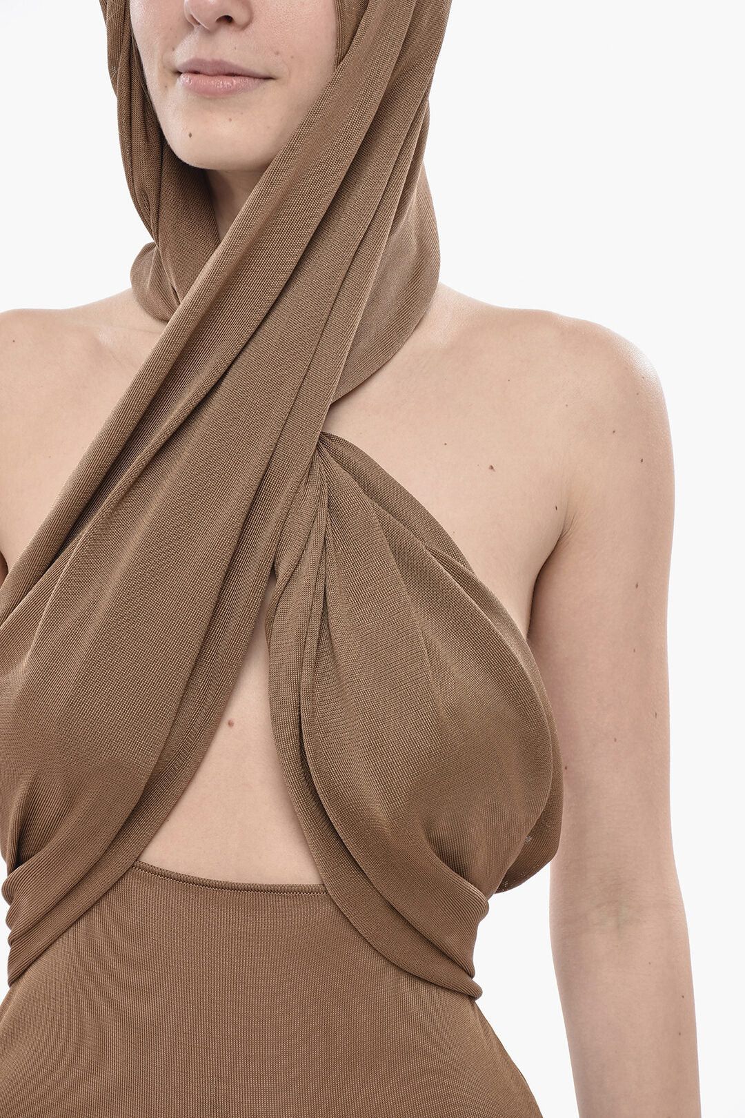 Saint Laurent Paris og1mm0326 Viscose Sleeveless Dress in Brown Size XS / US 0-2 / IT 36-38 - 3 Thumbnail