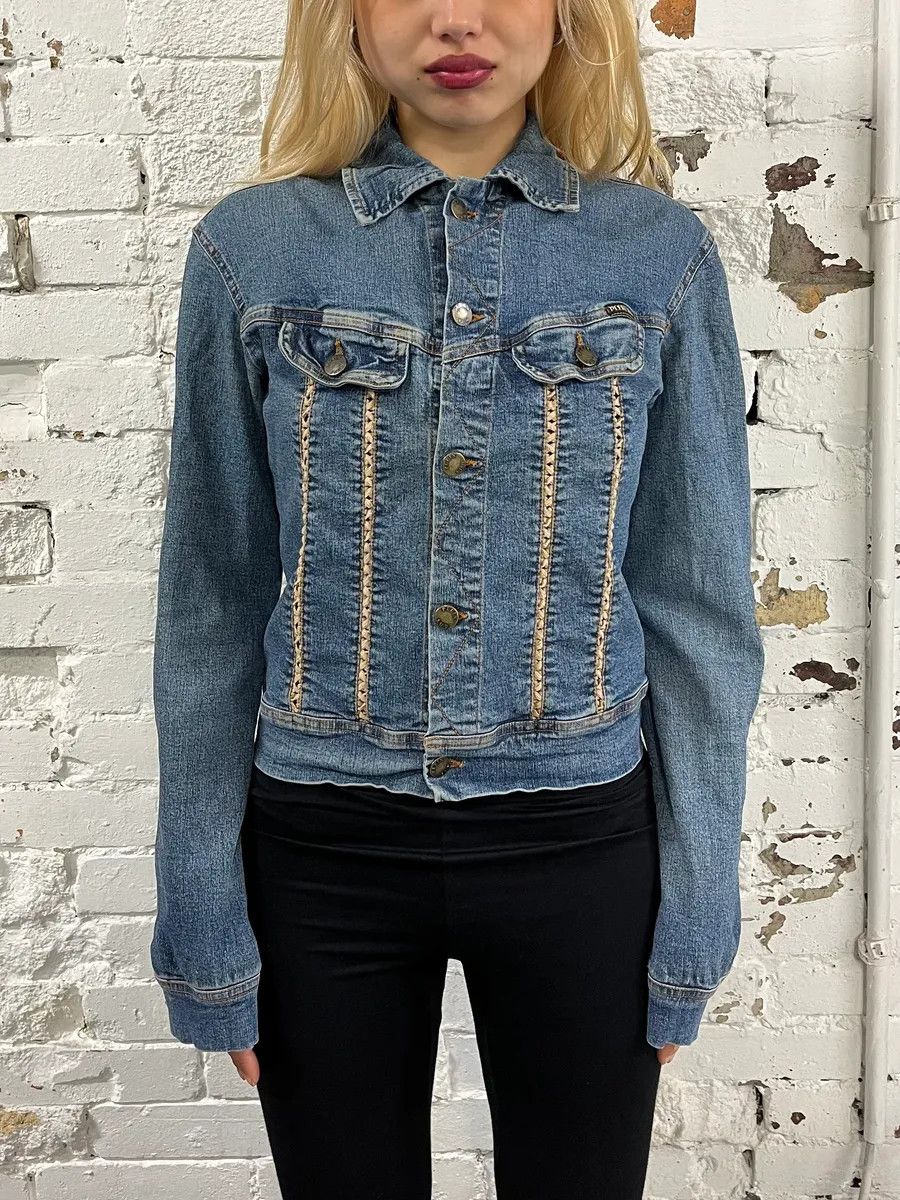 Vintage 2000s Plein Sud Blue Denim Contrast Stitch Denim Jacket Size M / US 6-8 / IT 42-44 - 1 Thumbnail
