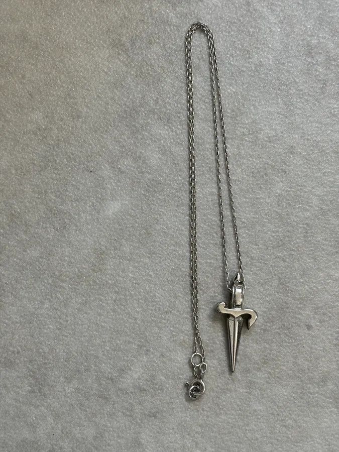 Vintage Cesare Paciotti Silver Metal Cross Pendant Necklace Size ONE SIZE - 2 Thumbnail