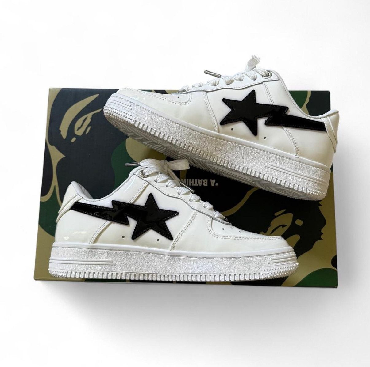 Bape Patent leather Bapesta #2 in white with black logo Size US 6.5 / IT 36.5 - 2 Thumbnail