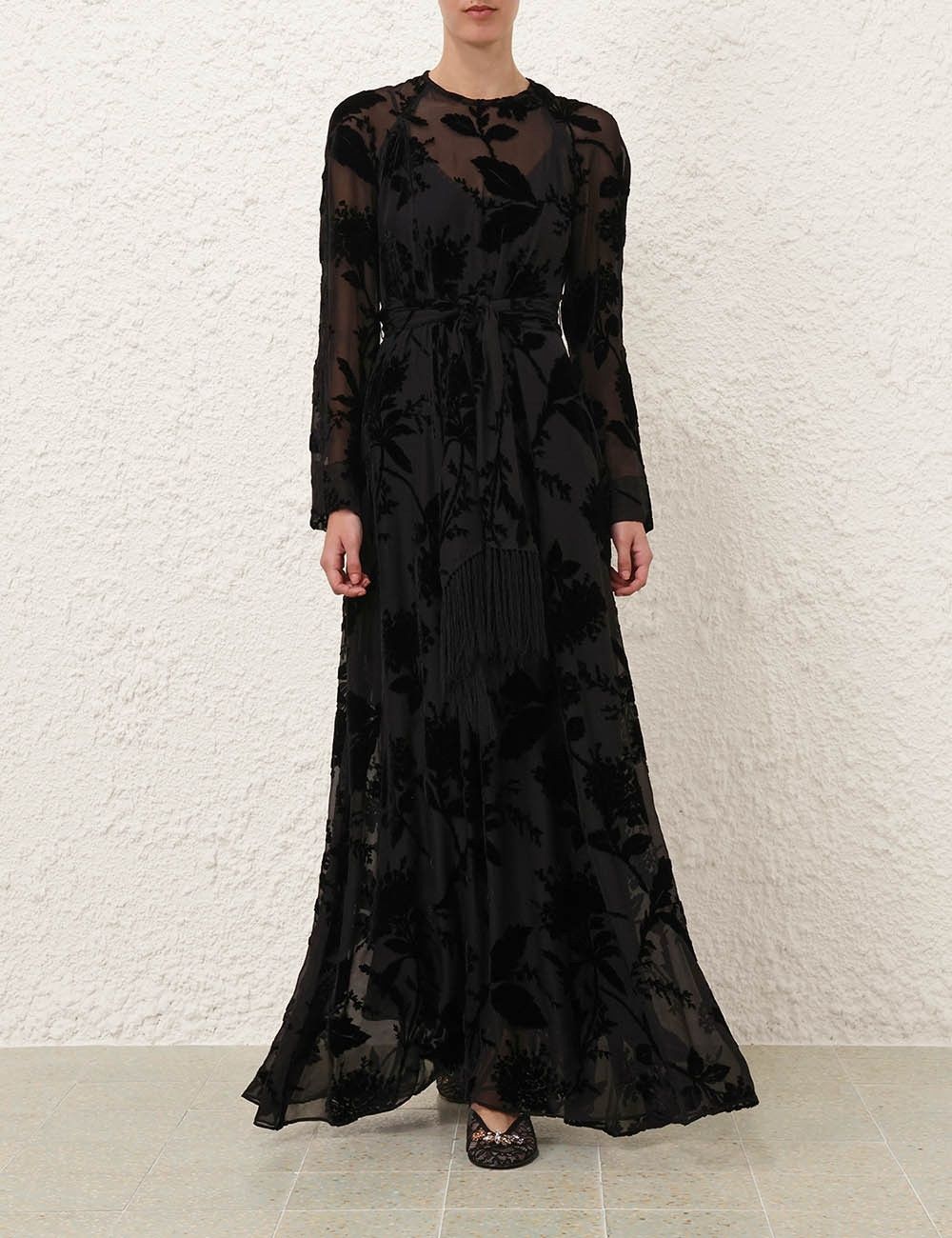 oc11z1025 Burnout Sheath Dress in Black