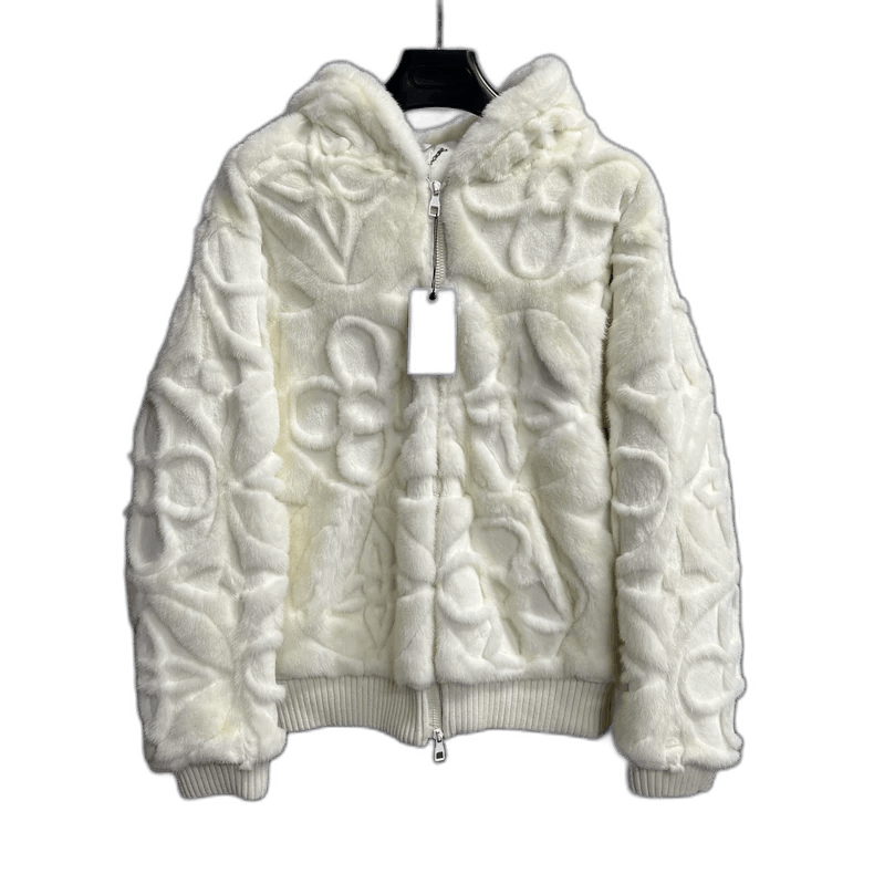 Louis Vuitton louis vuitton white embossed zipper hooded fur jacket jacke Size US L / EU 52-54 / 3 - 1 Thumbnail