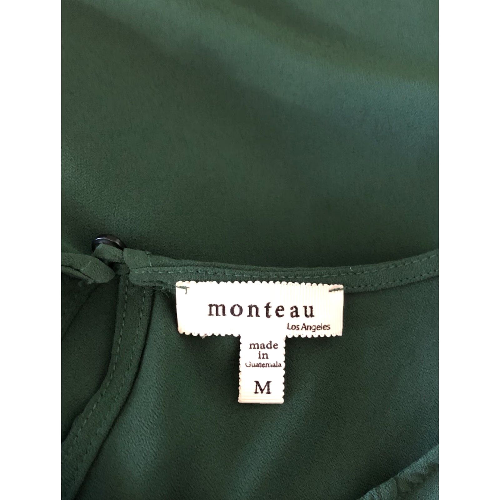 Vintage Monteau Chiffon Ruffles Top M Green 3/4 Flutter Sleeves Layered Boho Peasant Shirt Women Size M / US 6-8 / IT 42-44 - 4 Thumbnail