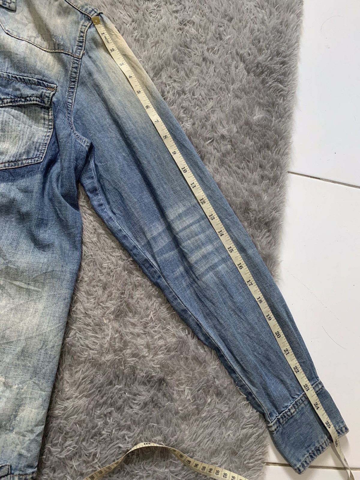 The 1975 The 1975 Distressed Denim Long Shirt by Zara Size US S / EU 44-46 / 1 - 11 Thumbnail