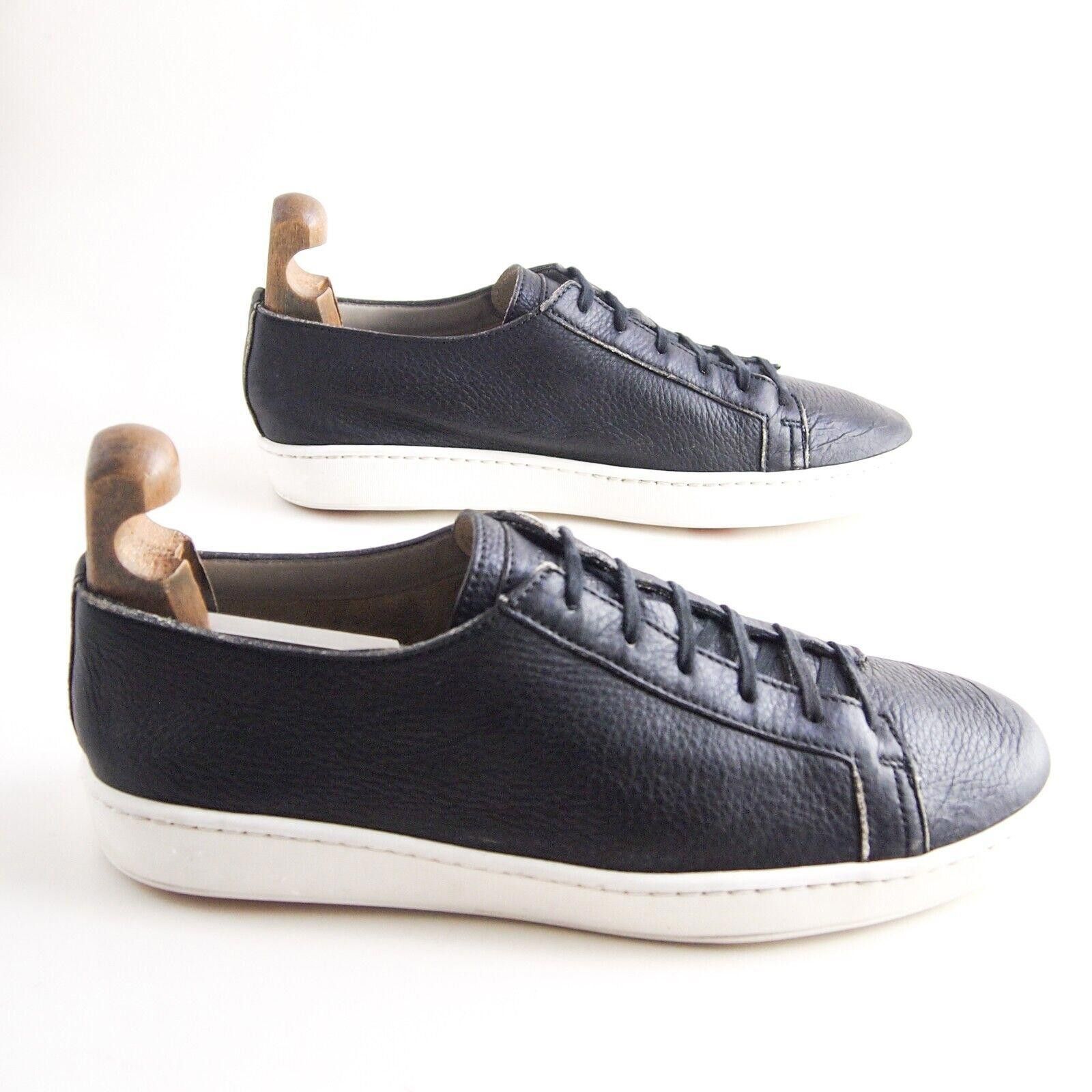 Santoni Santoni Low Top Sneakers Black Leather US 11.5 EU 44.5 Size US 11.5 / EU 44-45 - 4 Thumbnail