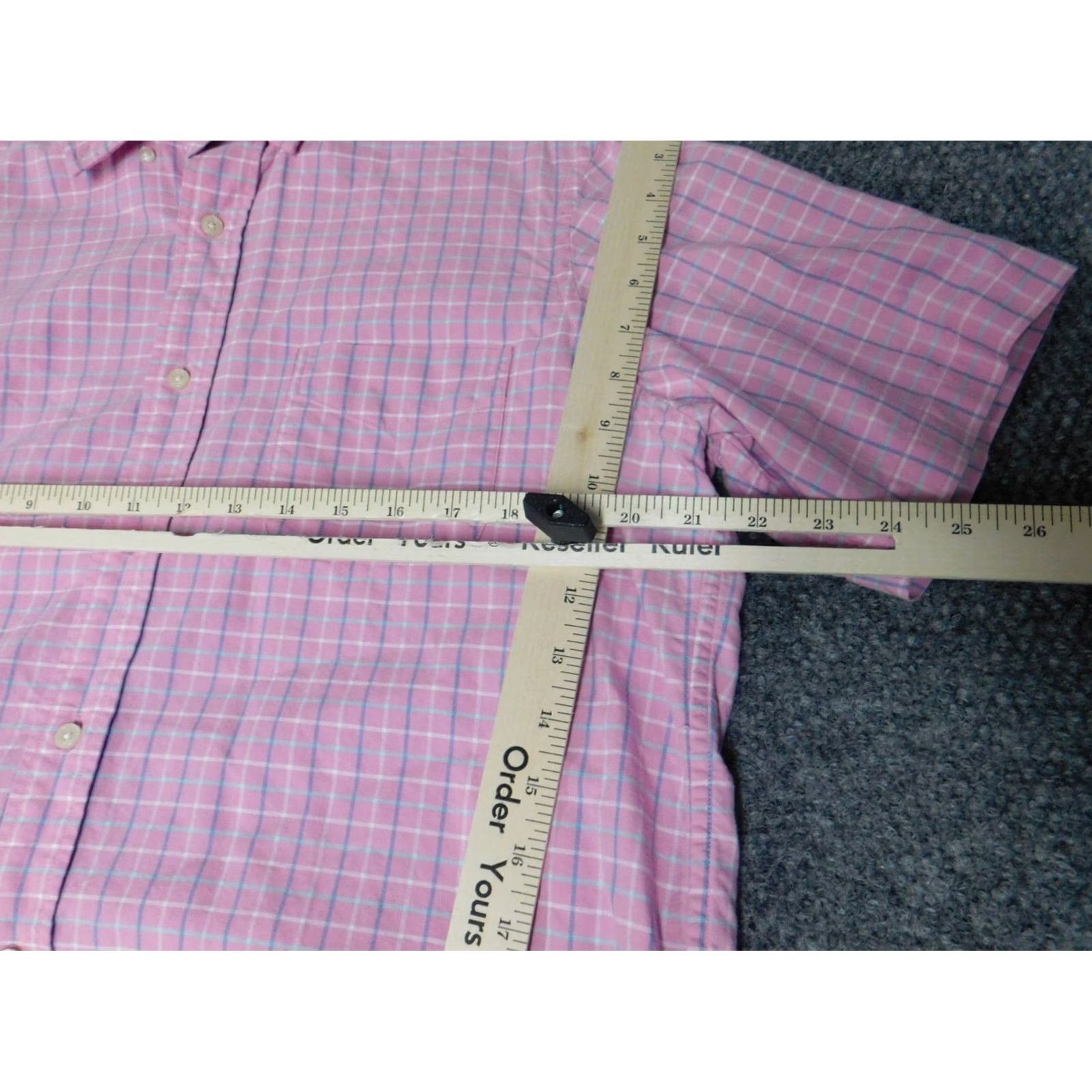 Cremieux Cremieux Shirt Mens Medium Pink Plaid Button-Down Knit Cotton Short Sleeve Collared Pocket Classic Size US M / EU 48-50 / 2 - 4 Thumbnail
