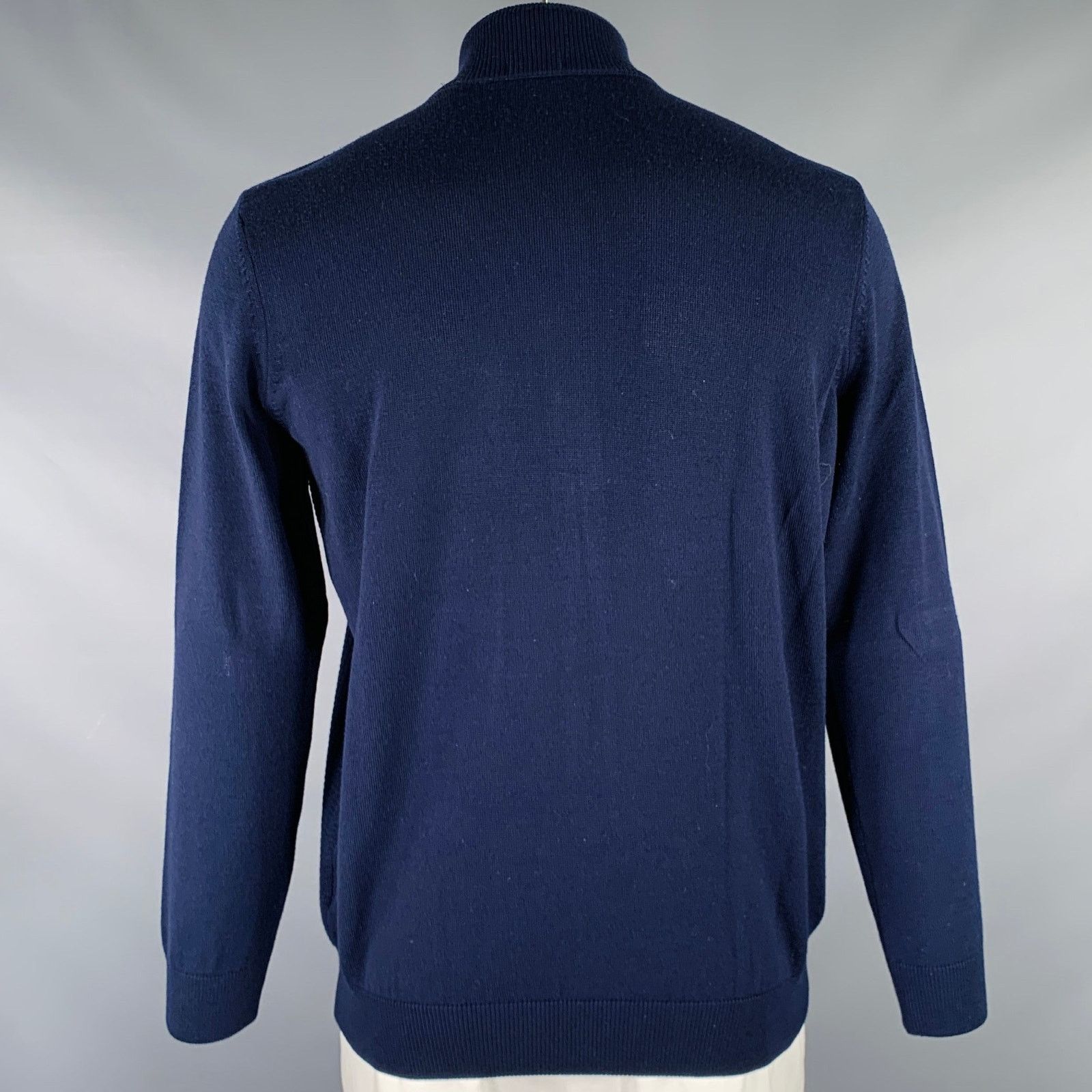 Hugo Boss HUGO BOSS Size XL Navy Knit Wool Zip Up Cardigan Size US XL / EU 56 / 4 - 3 Thumbnail