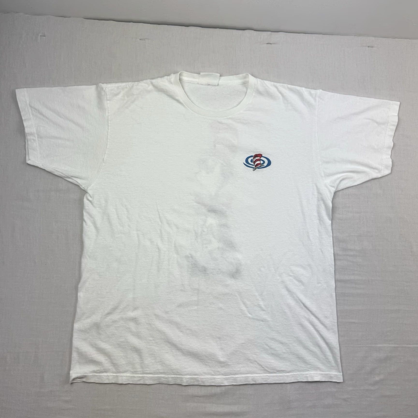 Vintage VINTAGE Cat In The Hat T-Shirt Men Adult Large Cartoon 90s Dr Seuss White Graphic Size US L / EU 52-54 / 3 - 6 Thumbnail