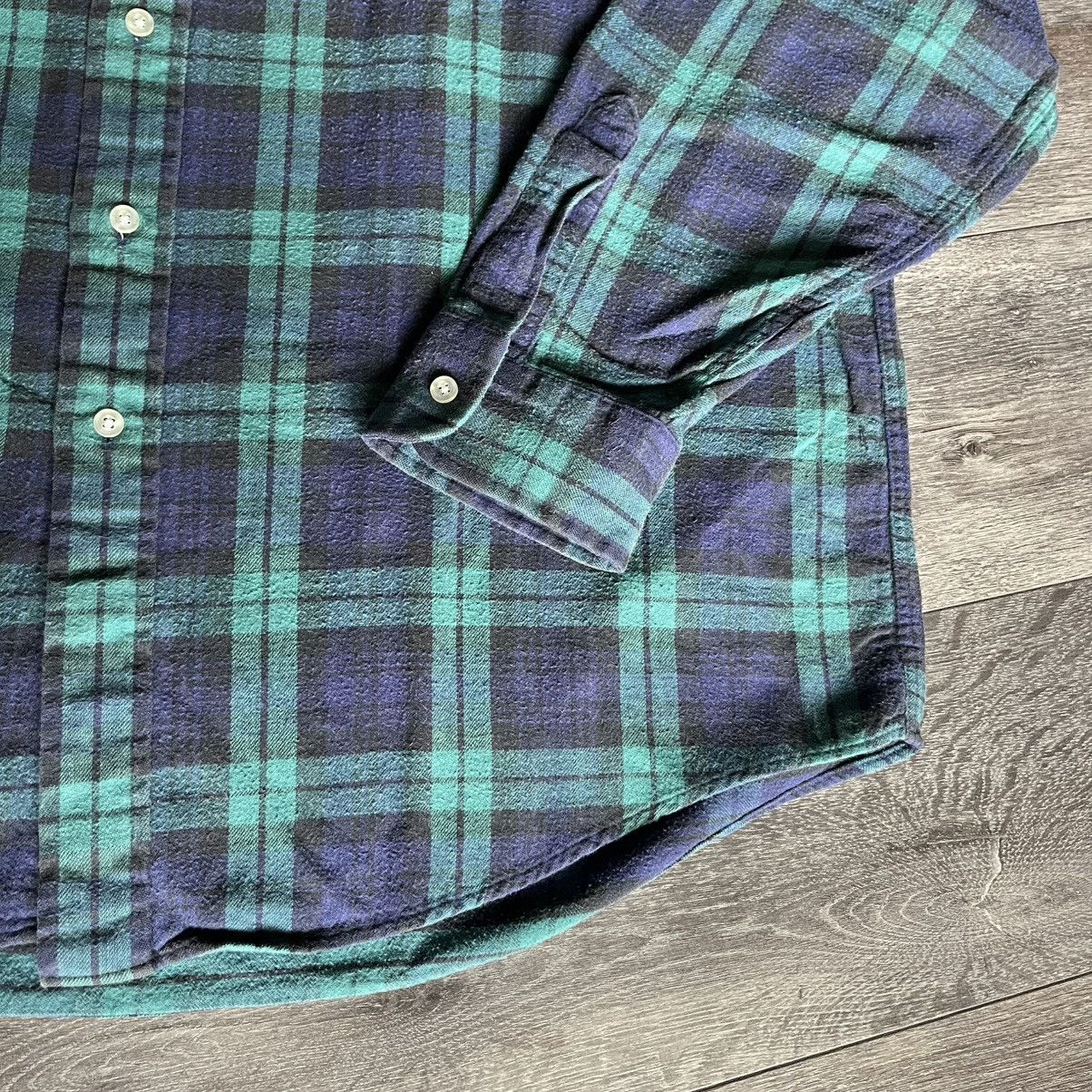 L.L. Bean Vintage 90s L.L. Bean Green/Blue Plaid Flannel Button Shirt Size US XL / EU 56 / 4 - 3 Thumbnail