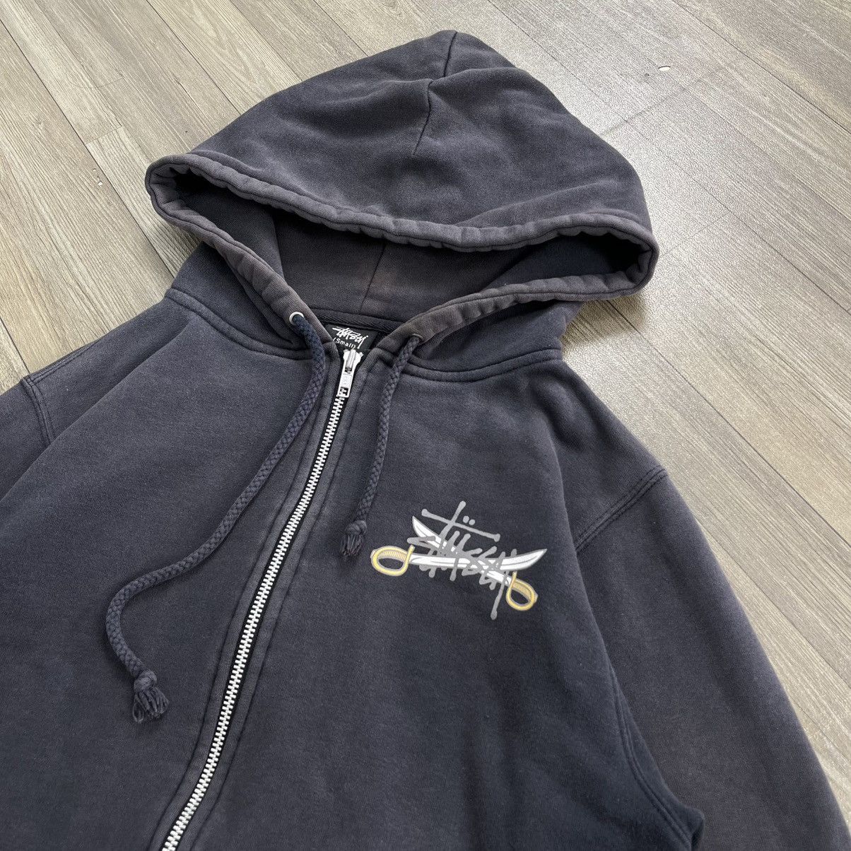 Stussy Sun Faded Vintage Stüssy Dagger Rope Logo Graphic Zip Hoodie Size US S / EU 44-46 / 1 - 15 Thumbnail