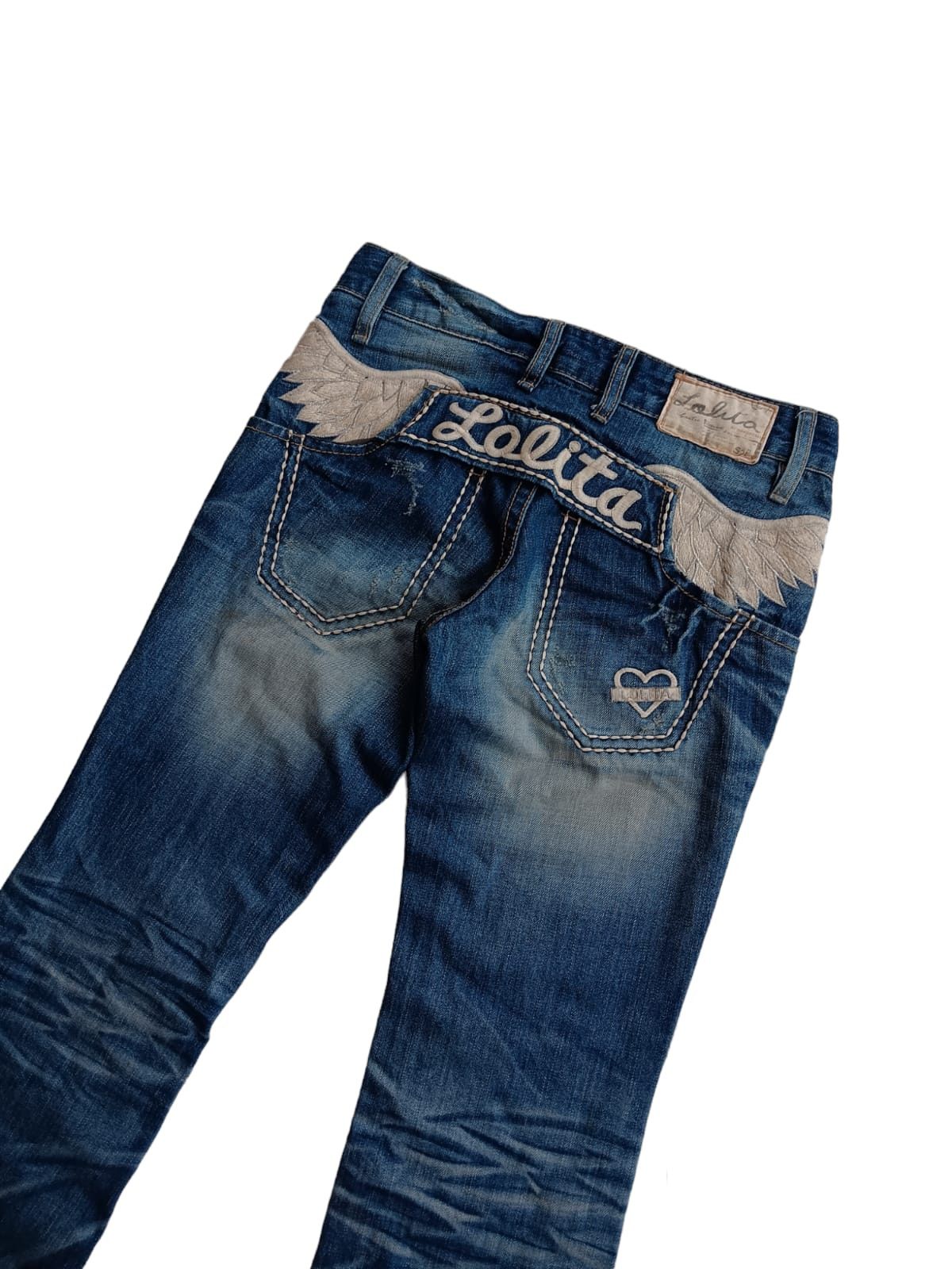 Beauty Beast Lolita wings embroidery flare bootcut jeans Size US 29 - 3 Thumbnail
