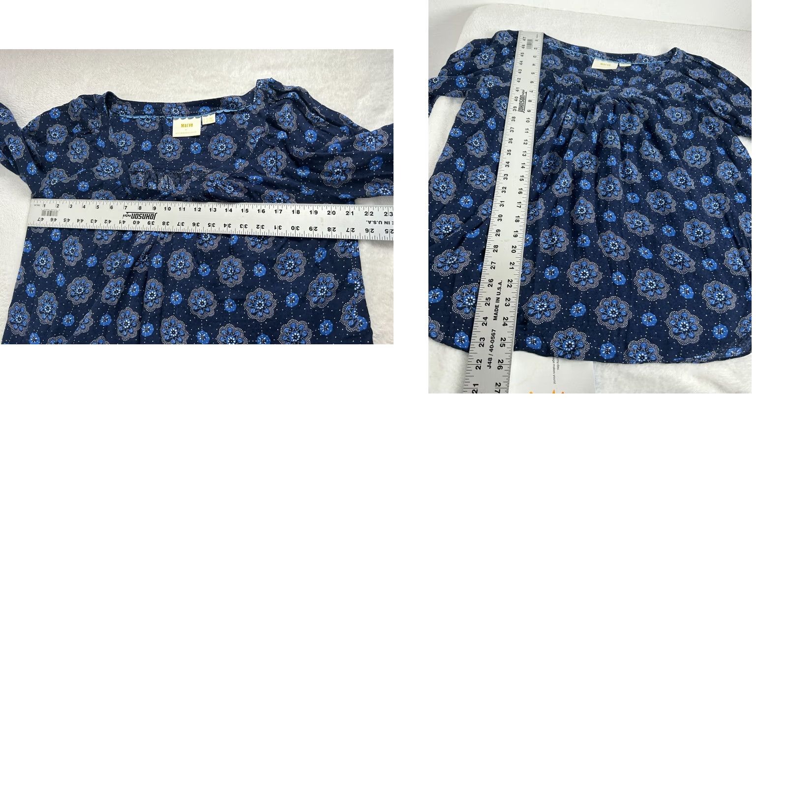 Vintage Maeve Anthropologie Boswell Blouse Blue Floral Long Sleeve V-Neck Pullover Women’s Size 8 Casual Shirt Size M / US 6-8 / IT 42-44 - 8 Thumbnail