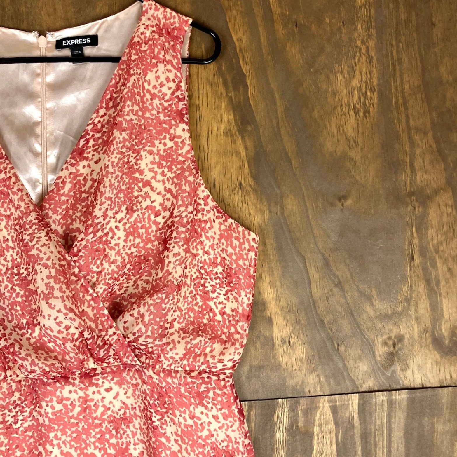 Express Express Dress Women Red Tan Ruffle Wrap V-Neck Layered Midi Large Size L / US 10 / IT 46 - 5 Thumbnail