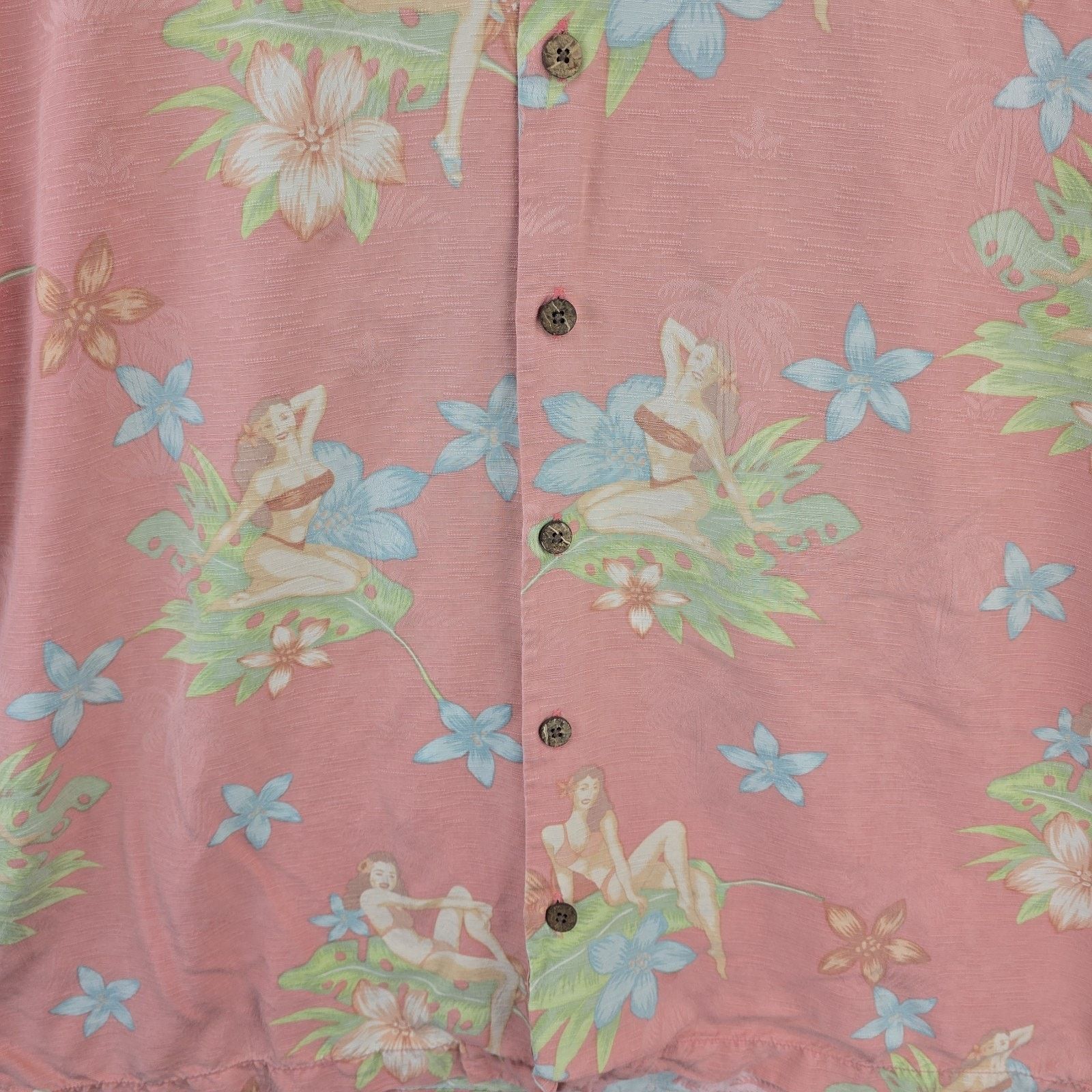 Tommy Bahama Tommy Bahama Large Silk Hawaiian Shirt Pinup Girl Coral Size US L / EU 52-54 / 3 - 4 Thumbnail