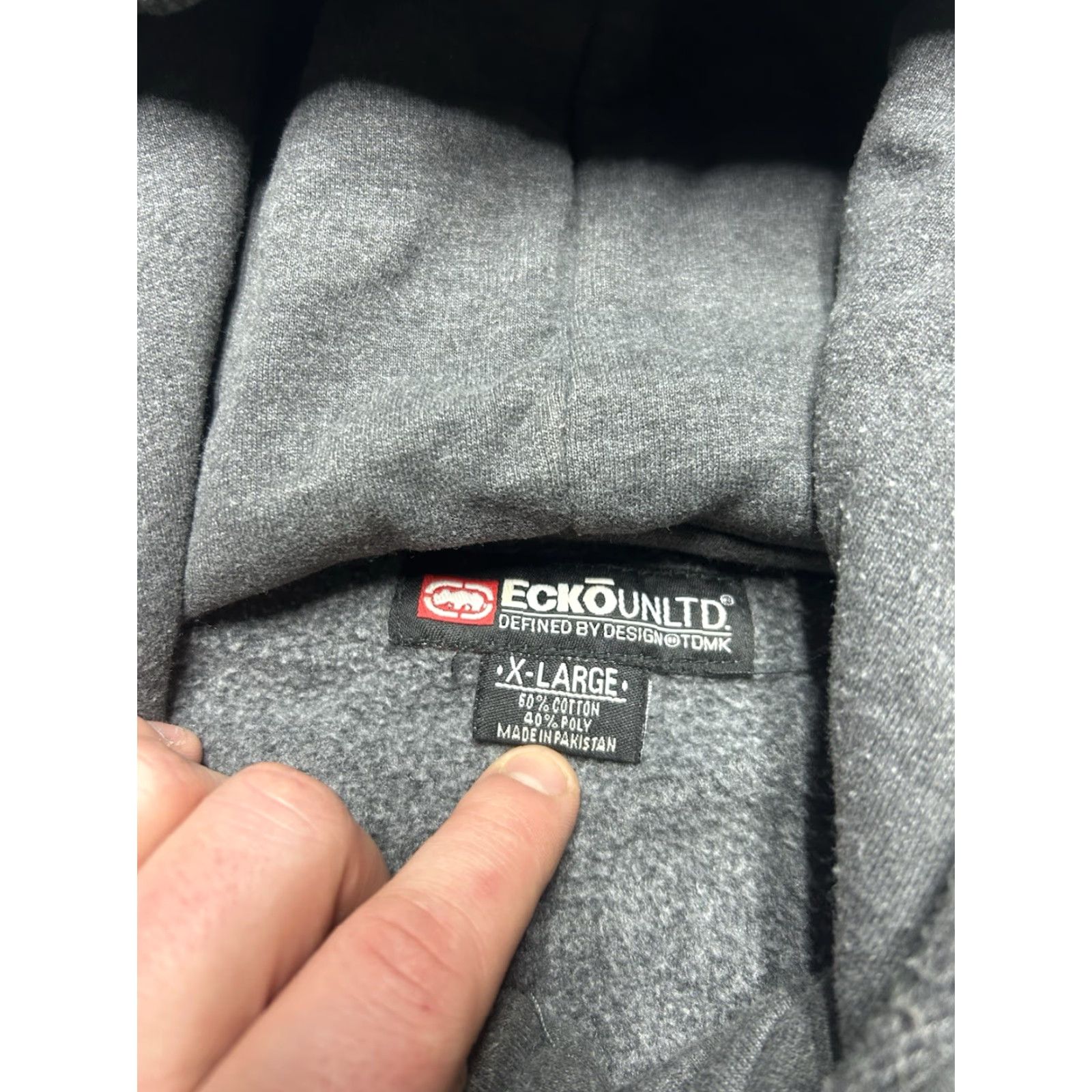 Vintage VINTAGE ecko UNLIMITED Hoodie Henley Pullover Y2K Streetwear Dark Gray Adult XL Size US XL / EU 56 / 4 - 4 Thumbnail