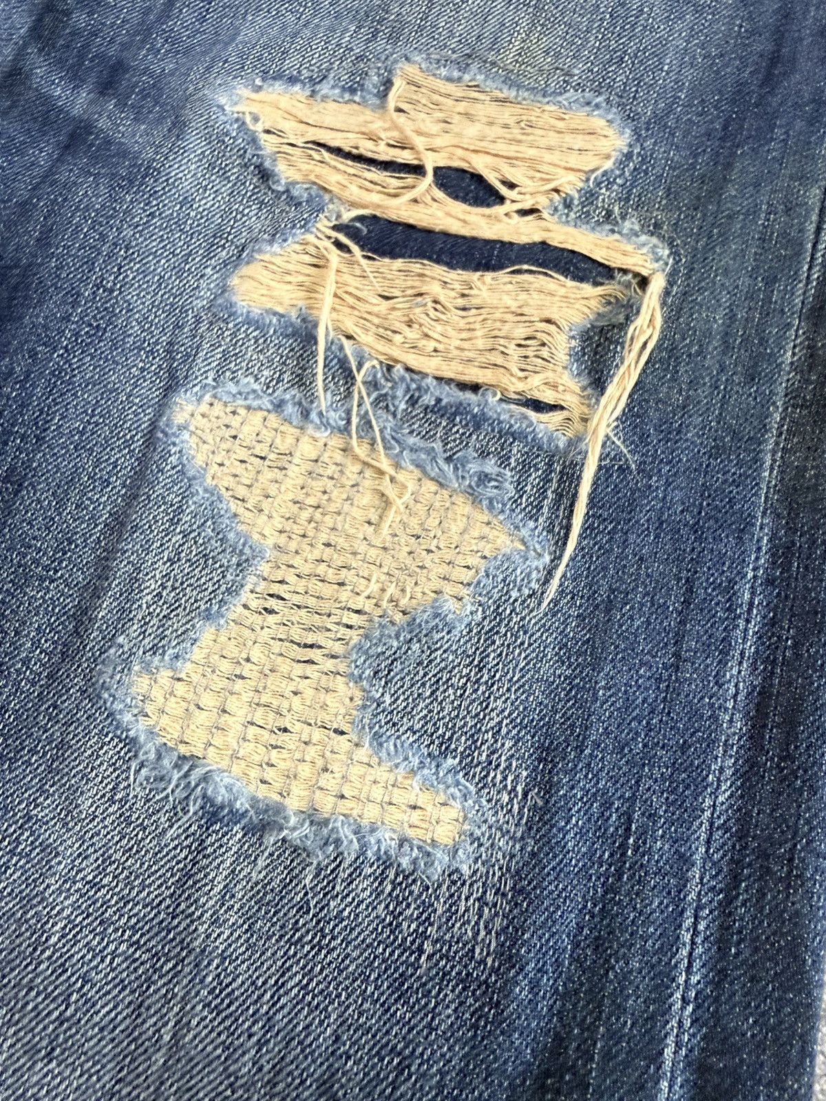 Fad Three × Japanese Brand The Stooge & Co Distressed Repaired Heavy Stitched Jeans Size US 30 / EU 46 - 7 Thumbnail