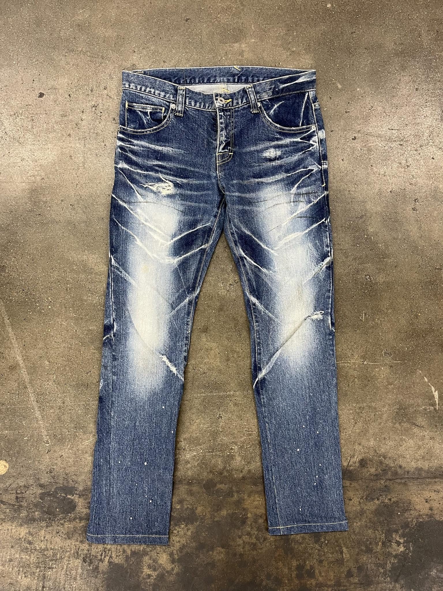 image of Tornado Mart Distressed And Whiskered Denim in Blue, Men's (Size 30)