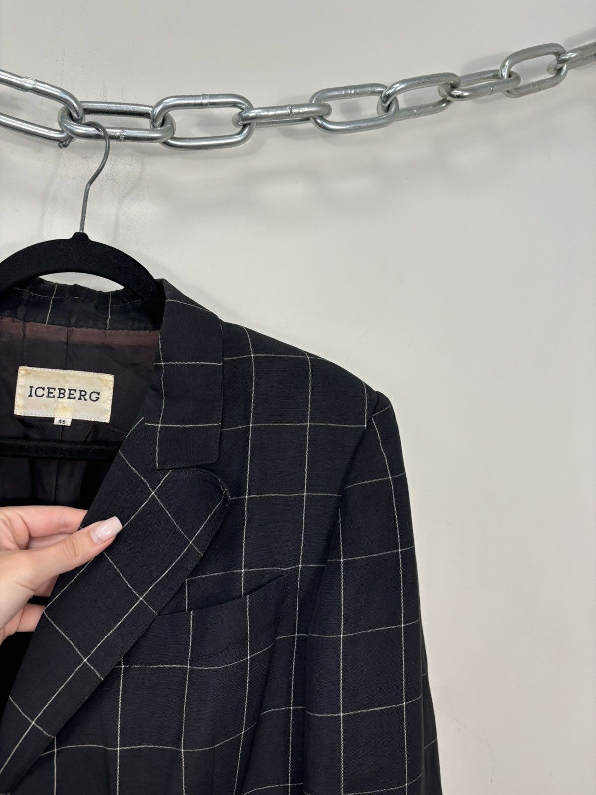 Iceberg Vintage Iceberg Women’s Checkered Luxury Linen Blazer Jacket Size L / US 10 / IT 46 - 8 Thumbnail