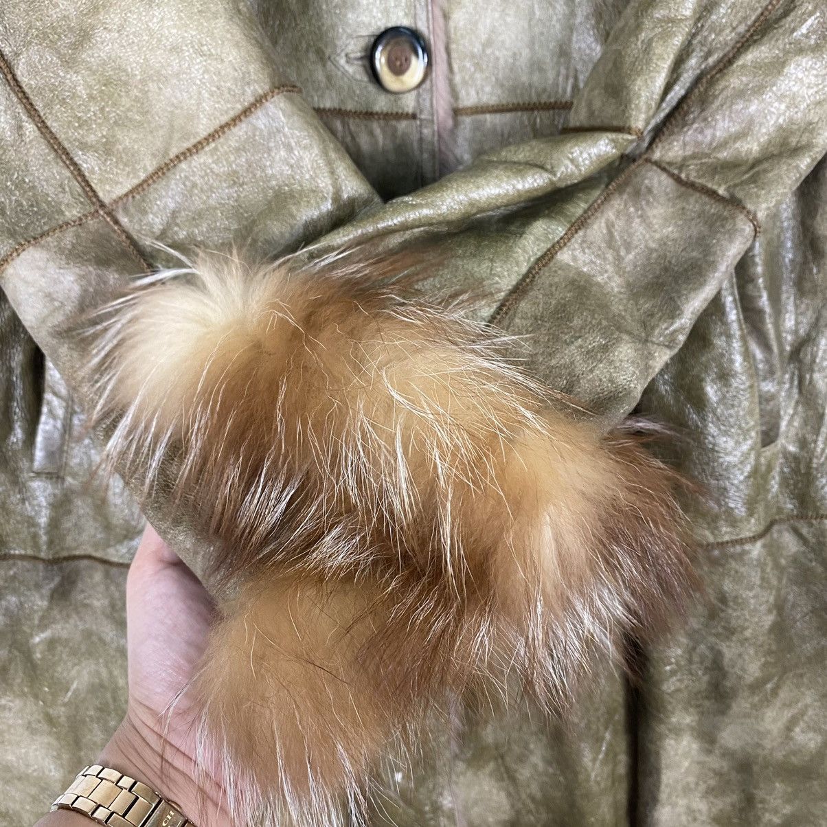 Japanese Brand FUR COLLAR PACHTWORK LONG COAT LEATHER JACKET Size M / US 6-8 / IT 42-44 - 9 Thumbnail