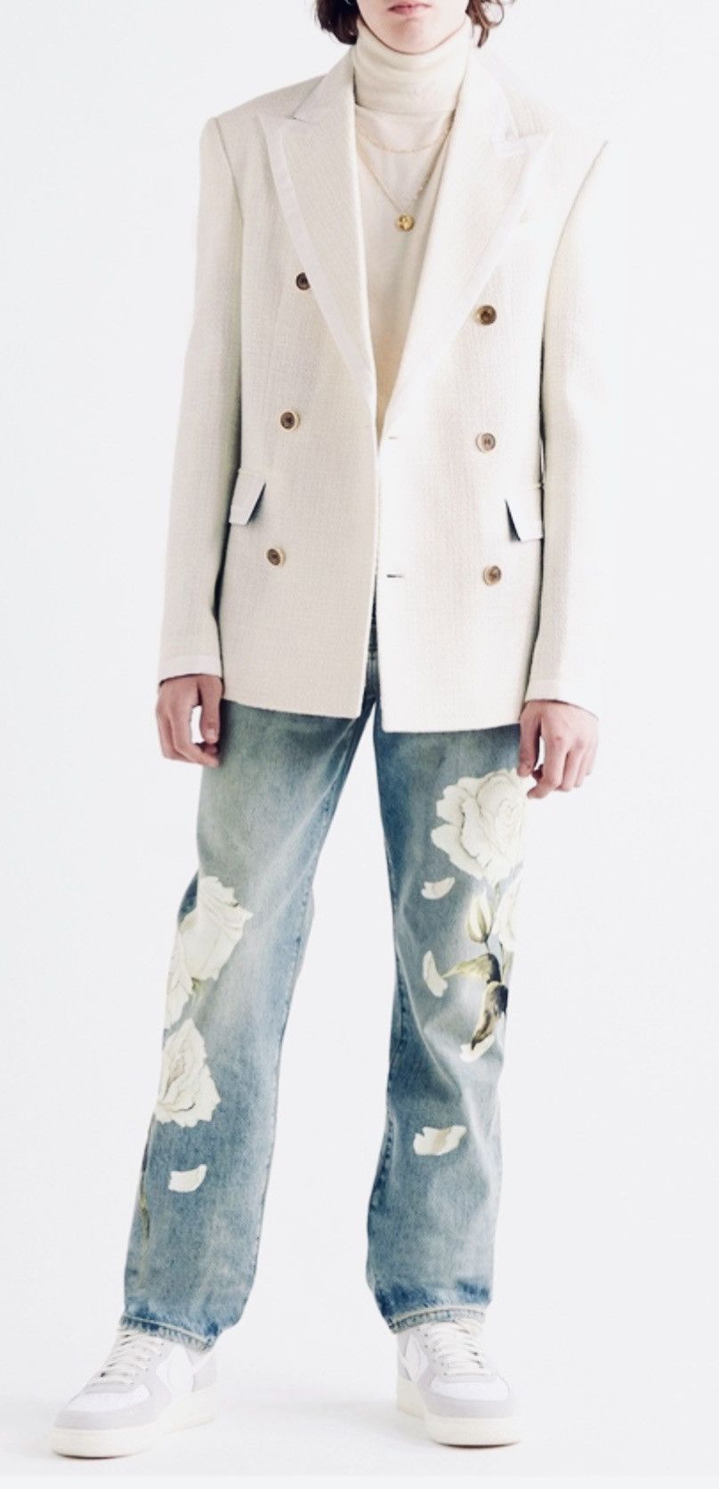 Amiri AMIRI Double-Breasted Silk Twill Wool Bouclé Blazer Size 50L Size 50L - 20 Thumbnail