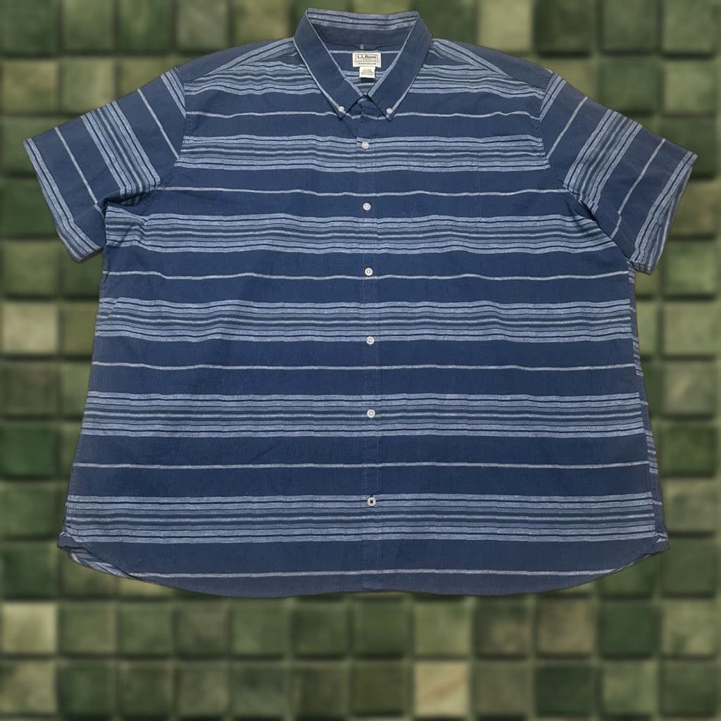 Vintage LL Bean Shirt Mens 3XL Blue Striped Button Up Size US XXL / EU 58 / 5 - 1 Thumbnail