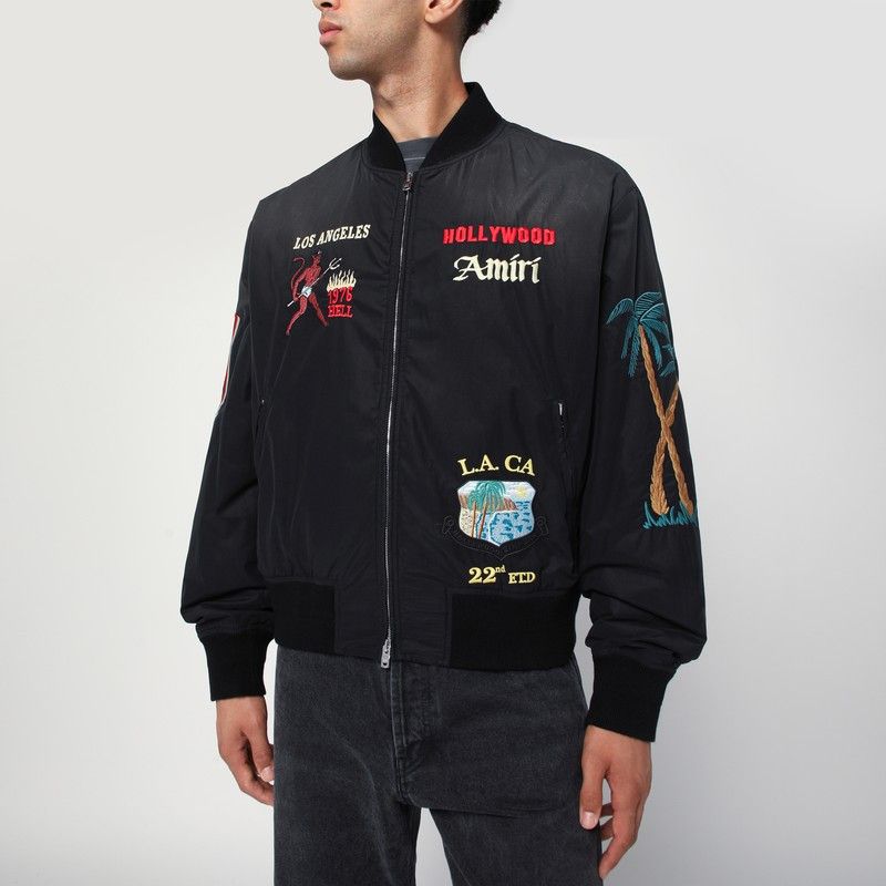 Amiri Amiri Black Cotton And Nylon Bomber Jacket Size US M / EU 48-50 / 2 - 1 Thumbnail