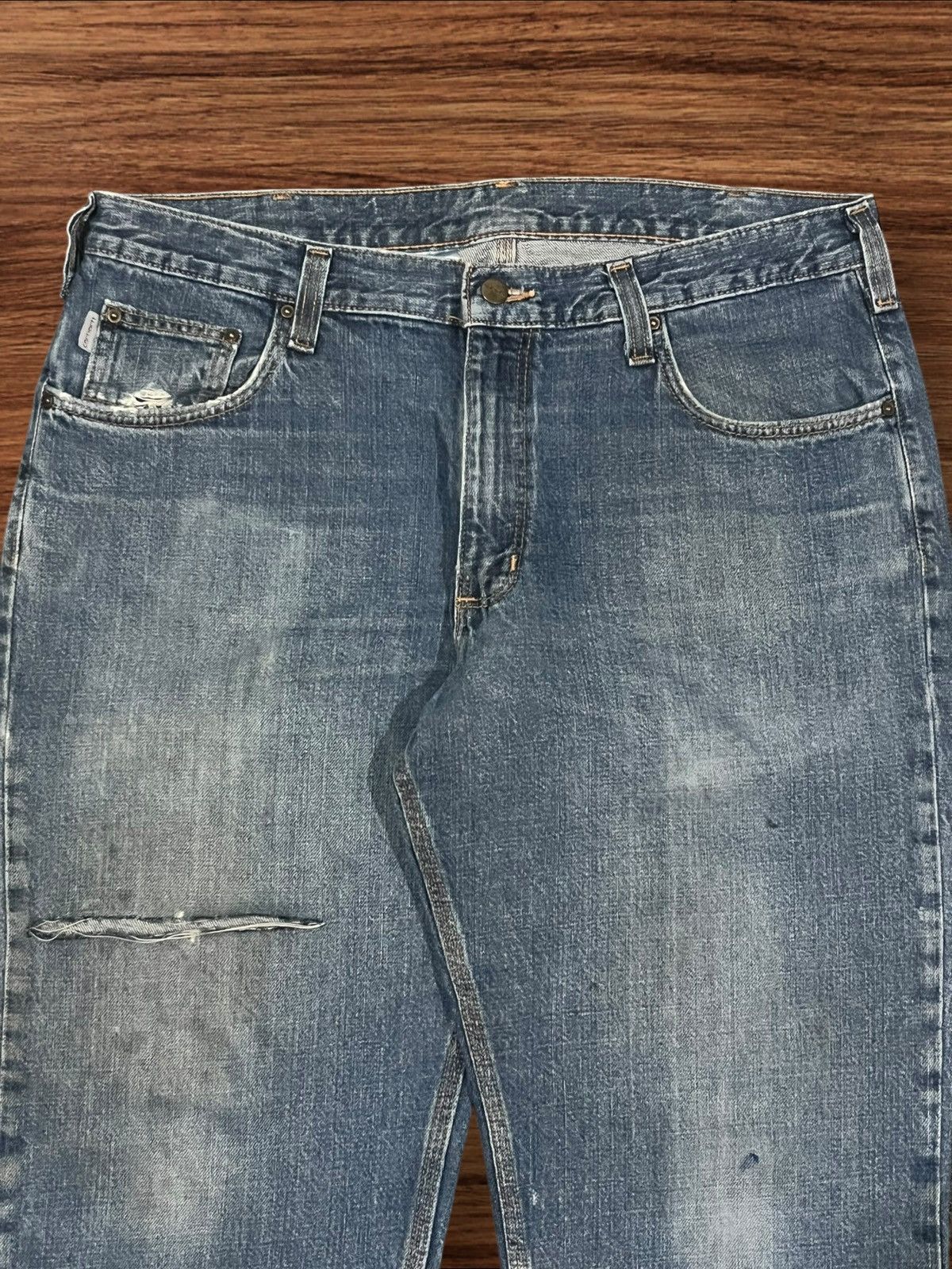 Carhartt Vintage Carhartt Blue Washed Distressed Classic Fit Jeans Size US 36 / EU 52 - 4 Thumbnail