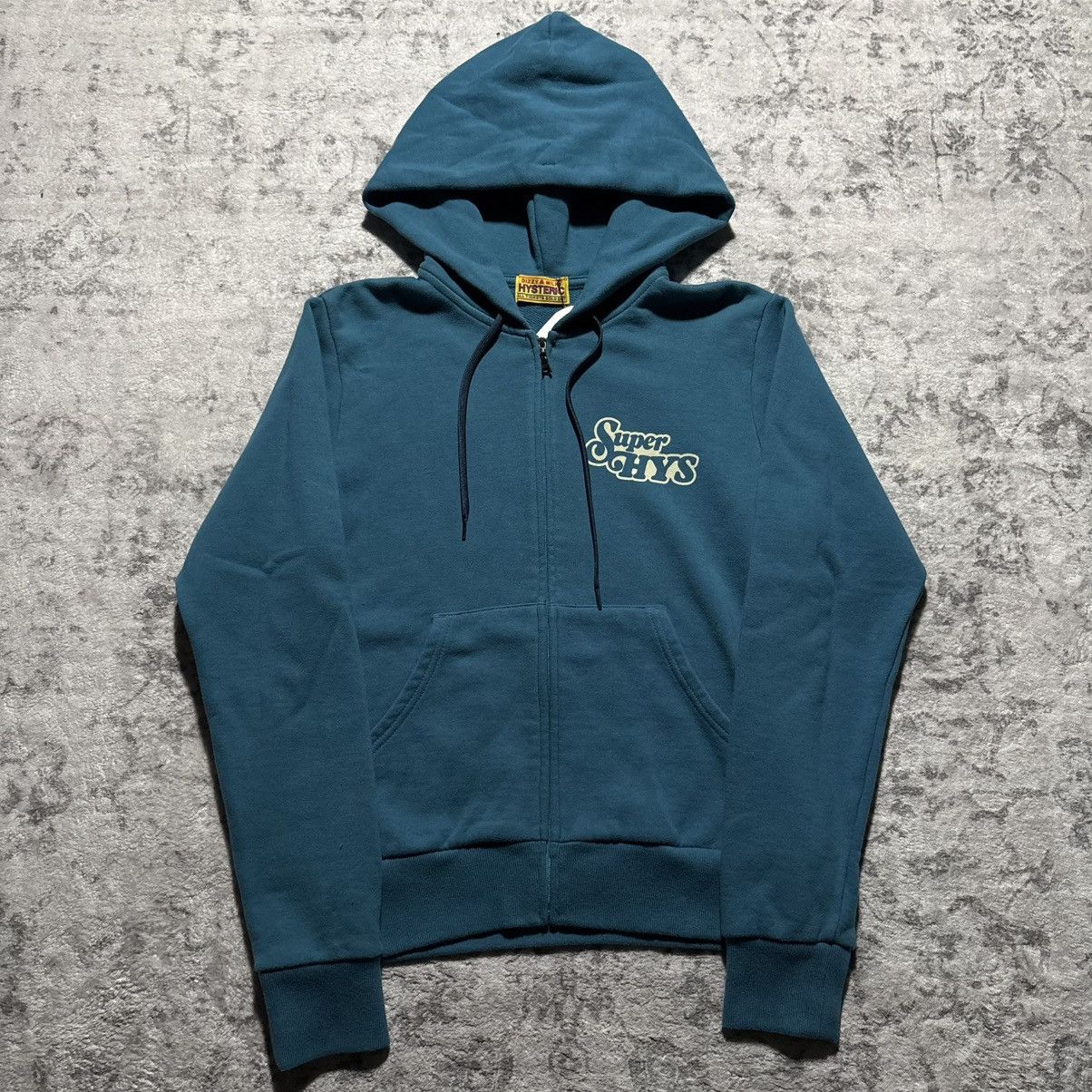 Hysteric Glamour Super Hys Zip-Up Graphic Hoodie Blue