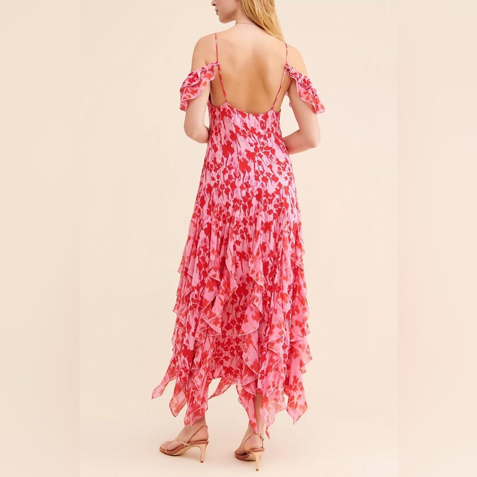 Free People Free People Endless Cascades Maxi Dress Pink & Red Floral Size L / US 10 / IT 46 - 3 Thumbnail