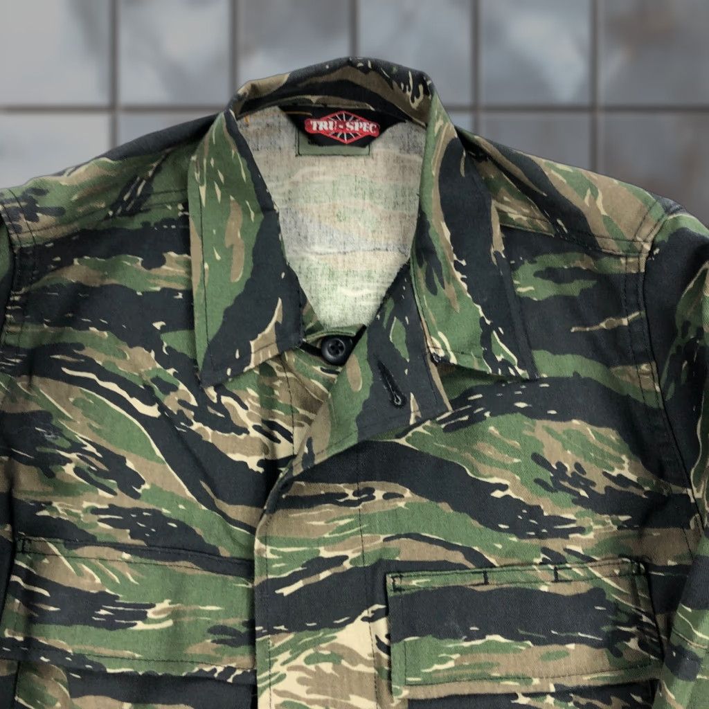 Vintage TRU-SPEC Coat Shirt Mens XS Tiger Stripe Camo Canvas Military Jacket Size US XS / EU 42 / 0 - 1 Thumbnail