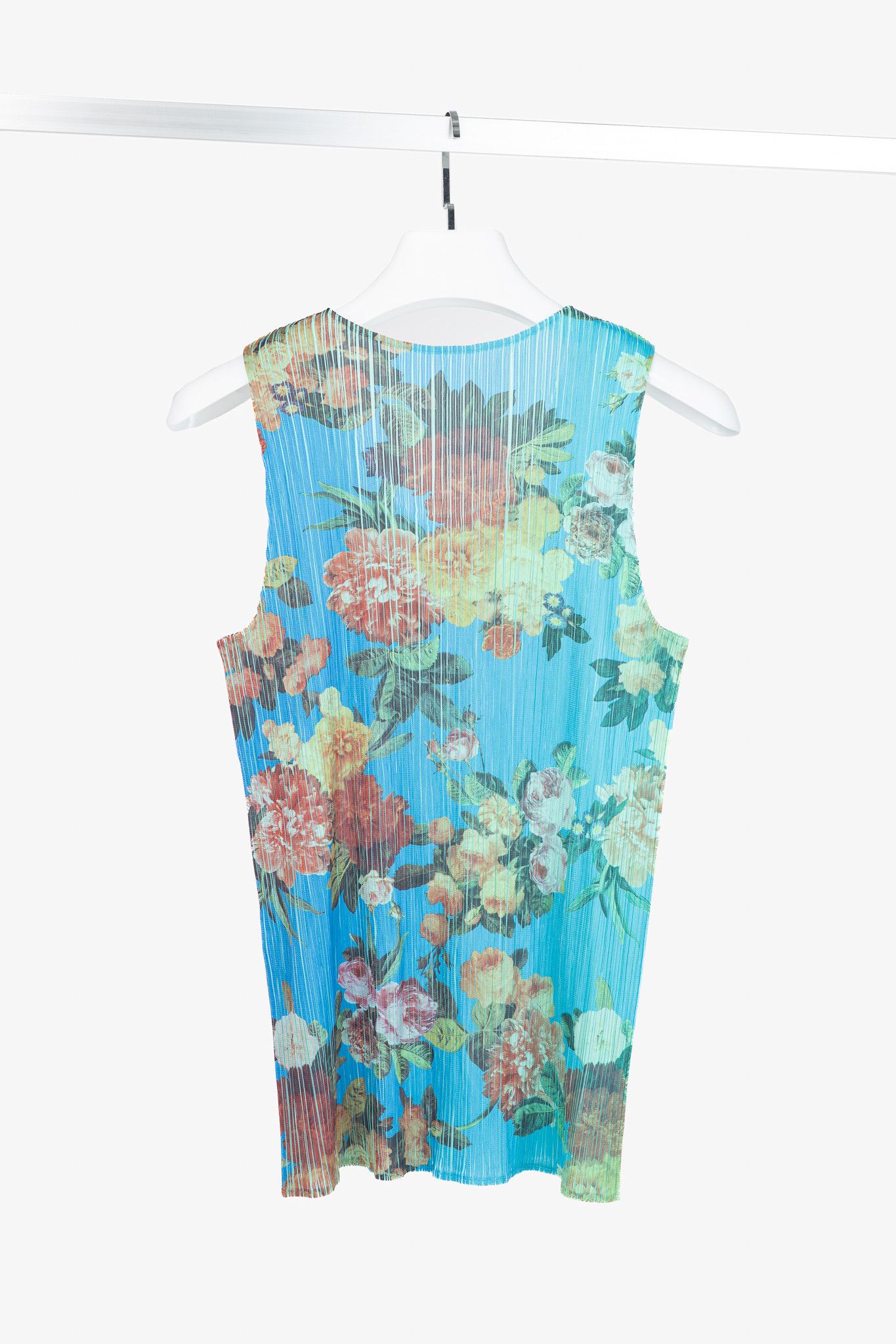 Pleats Please Issey Miyake Pleats Please Issey Miyake AW94 Blue Floral Tank Size L / US 10 / IT 46 - 2 Thumbnail