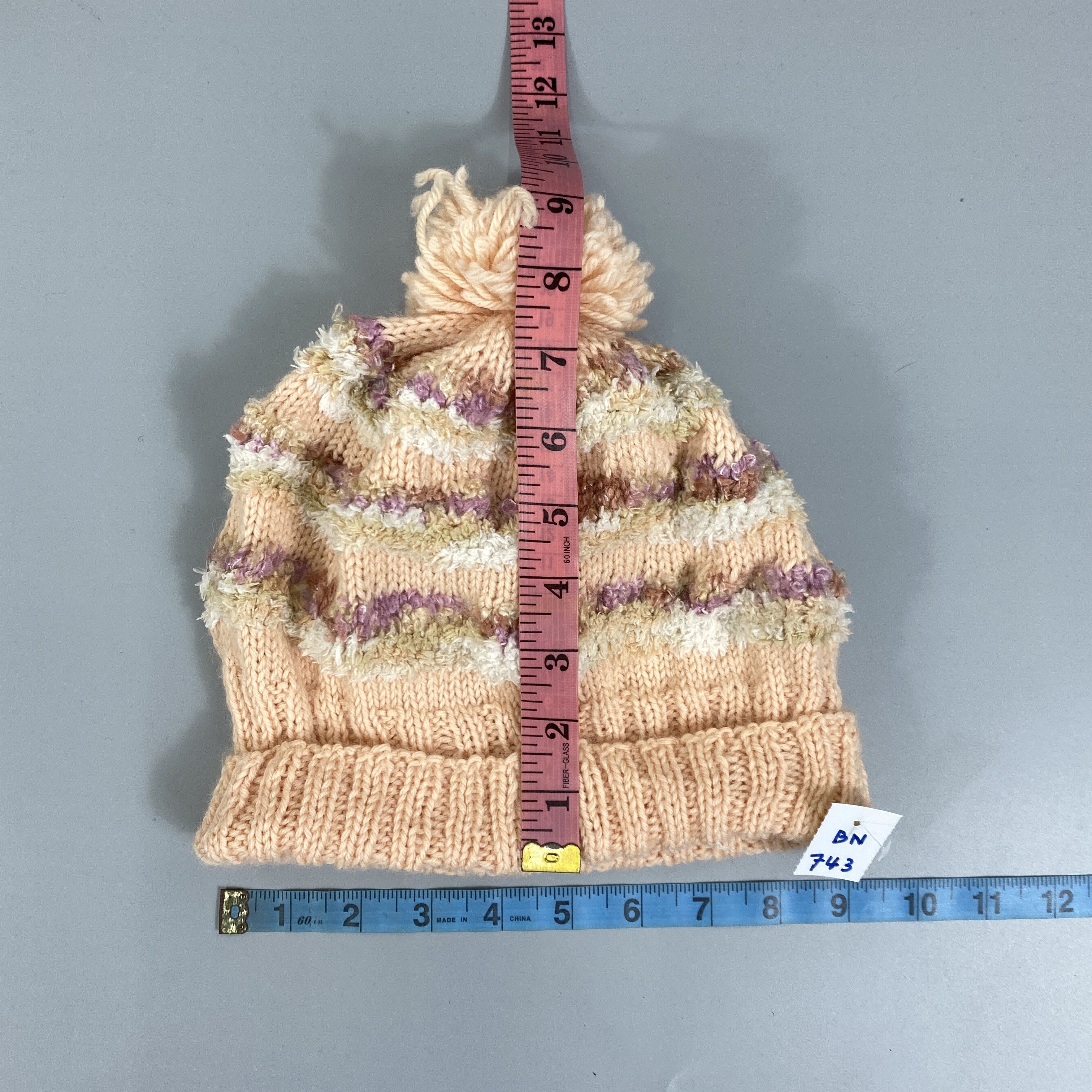 Japanese Brand Beanie with Puffy Knit With Pompom -BN743 Size ONE SIZE - 5 Thumbnail