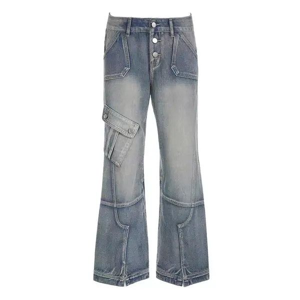 Jean Retro washed distressed irregular pocket cargo jeans Size 26" / US 2 / IT 38 - 4 Thumbnail