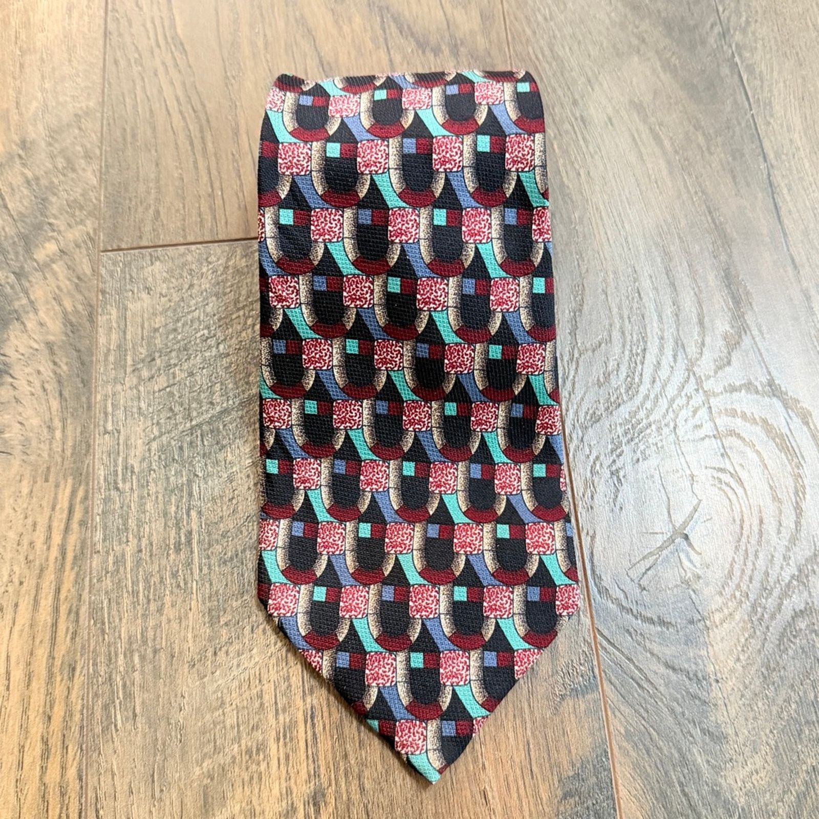 Other Elizabeth Nell Vintage Italian 100% silk neck tie 80s retro Size ONE SIZE - 2 Thumbnail