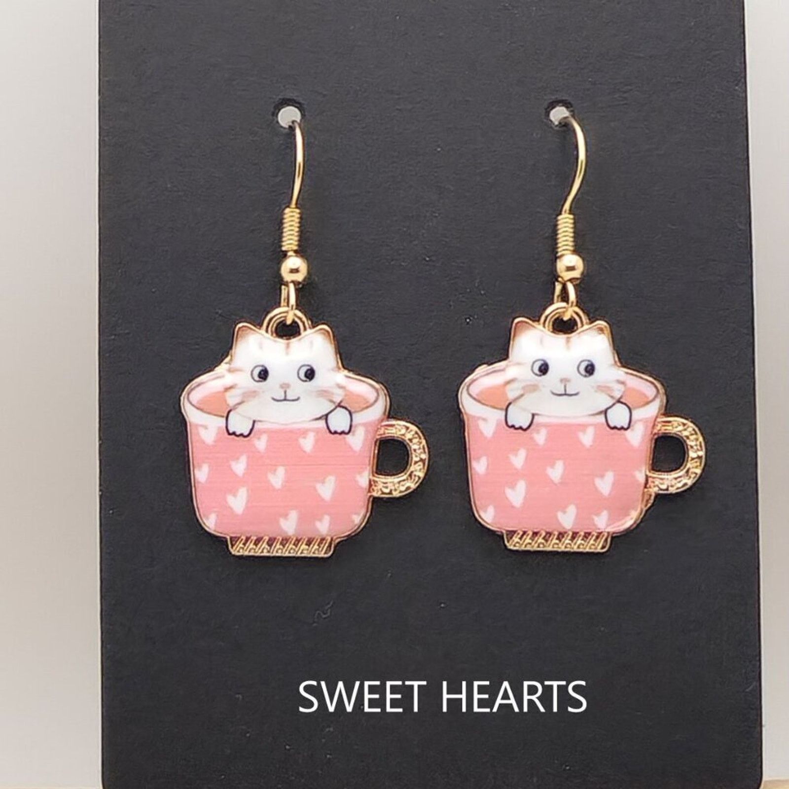 Other Calico Cat Teacup Earrings – Handmade & Customizable Size ONE SIZE - 2 Thumbnail