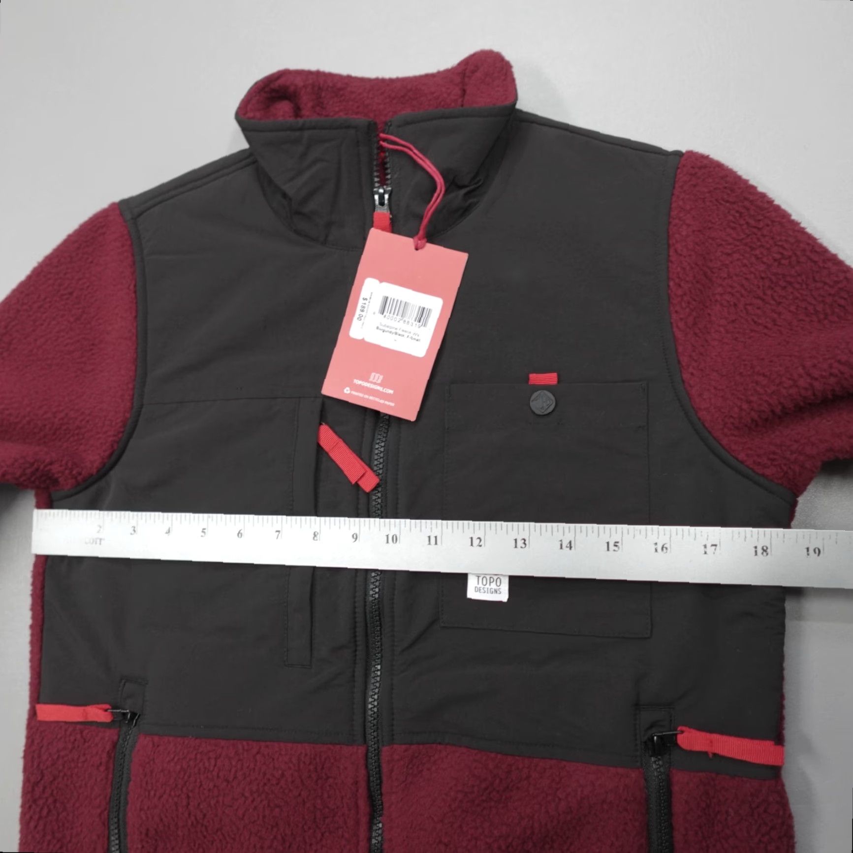 Topo Designs TOPO DESIGNS Subalpine Fleece Full Zip Jacket Burgundy Polartec Women's XS Jacket Ladies Regular Multicolor Zip Full Zip Casual Travel Logo Size XS / US 0-2 / IT 36-38 - 7 Thumbnail