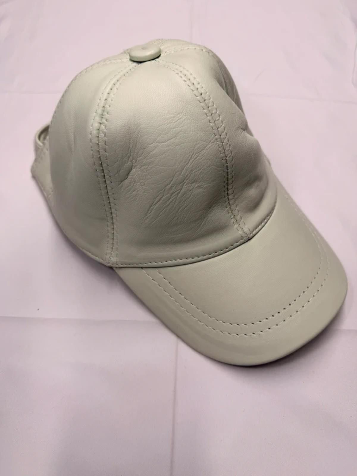 Other NEW White Leather Baseball Cap - Premium Hat #019 Size ONE SIZE - 3 Thumbnail