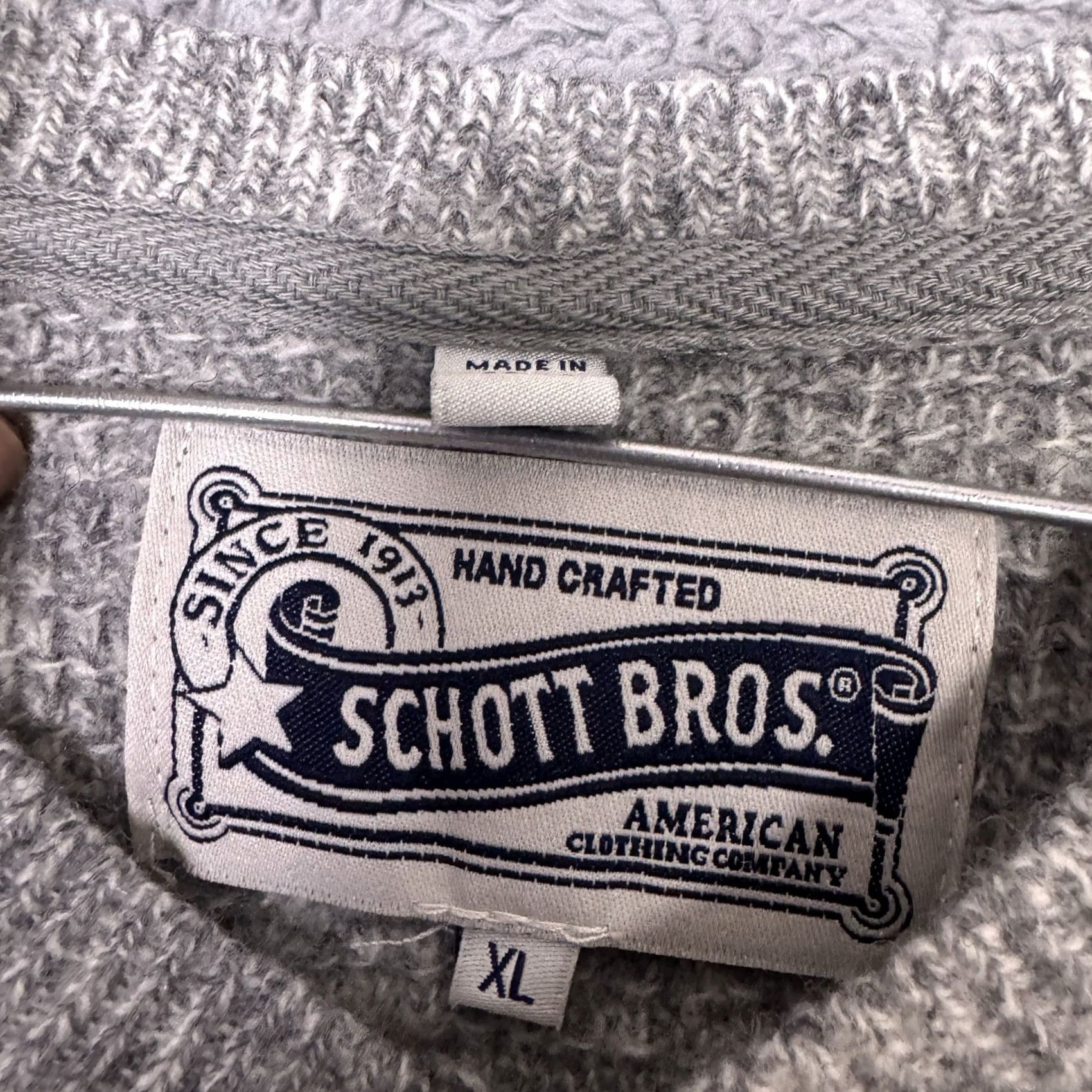 Schott Schott Bros Sweater Men’s XL Henley Sweatshirt Wool Pullover Jumper Chunky Knit Crew Neck Gray Size US XL / EU 56 / 4 - 5 Thumbnail