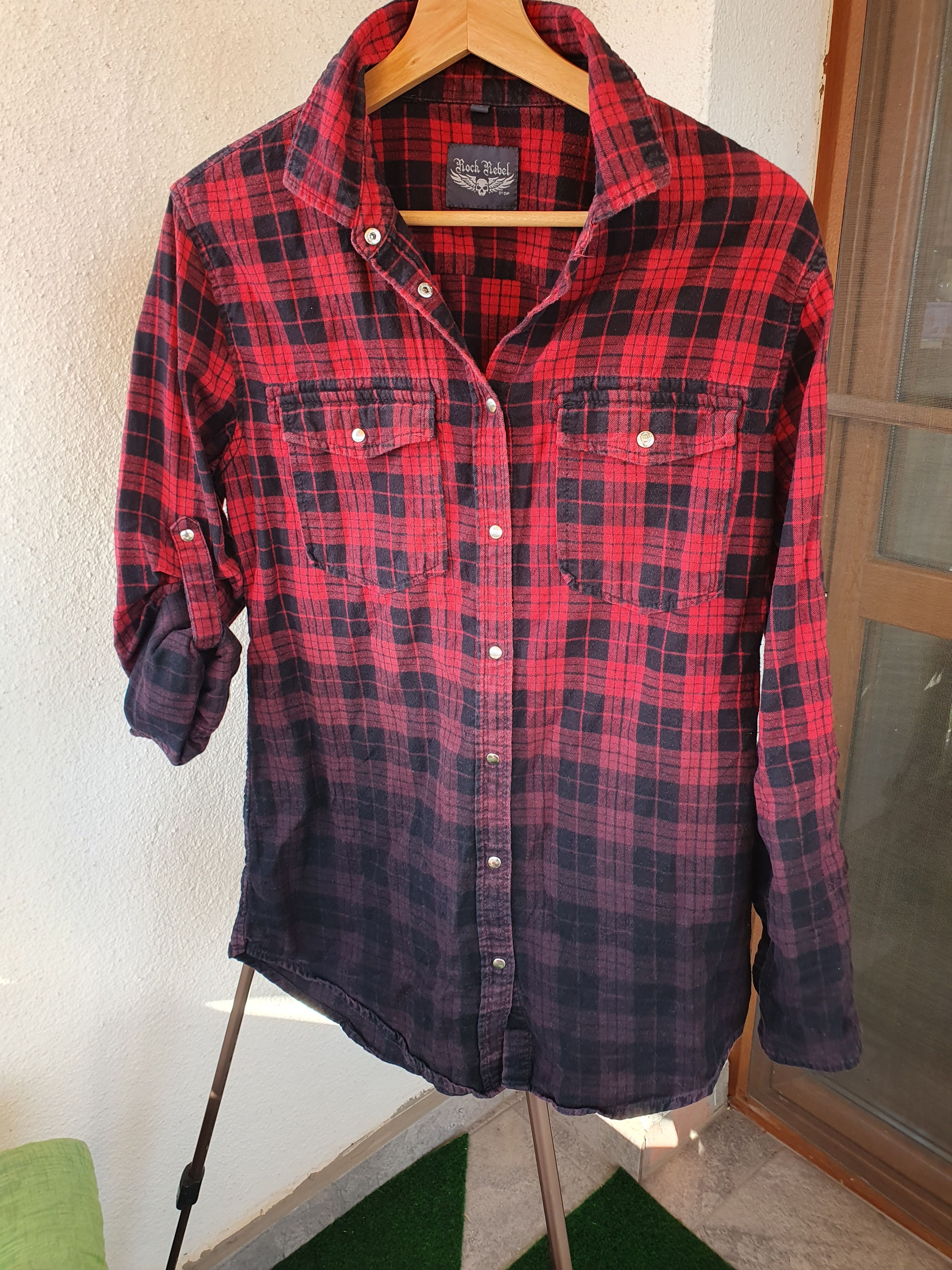 Other Rock Rebel by EMP Plaid Shirt Rhinestone Scull on back L Size L / US 10 / IT 46 - 5 Thumbnail