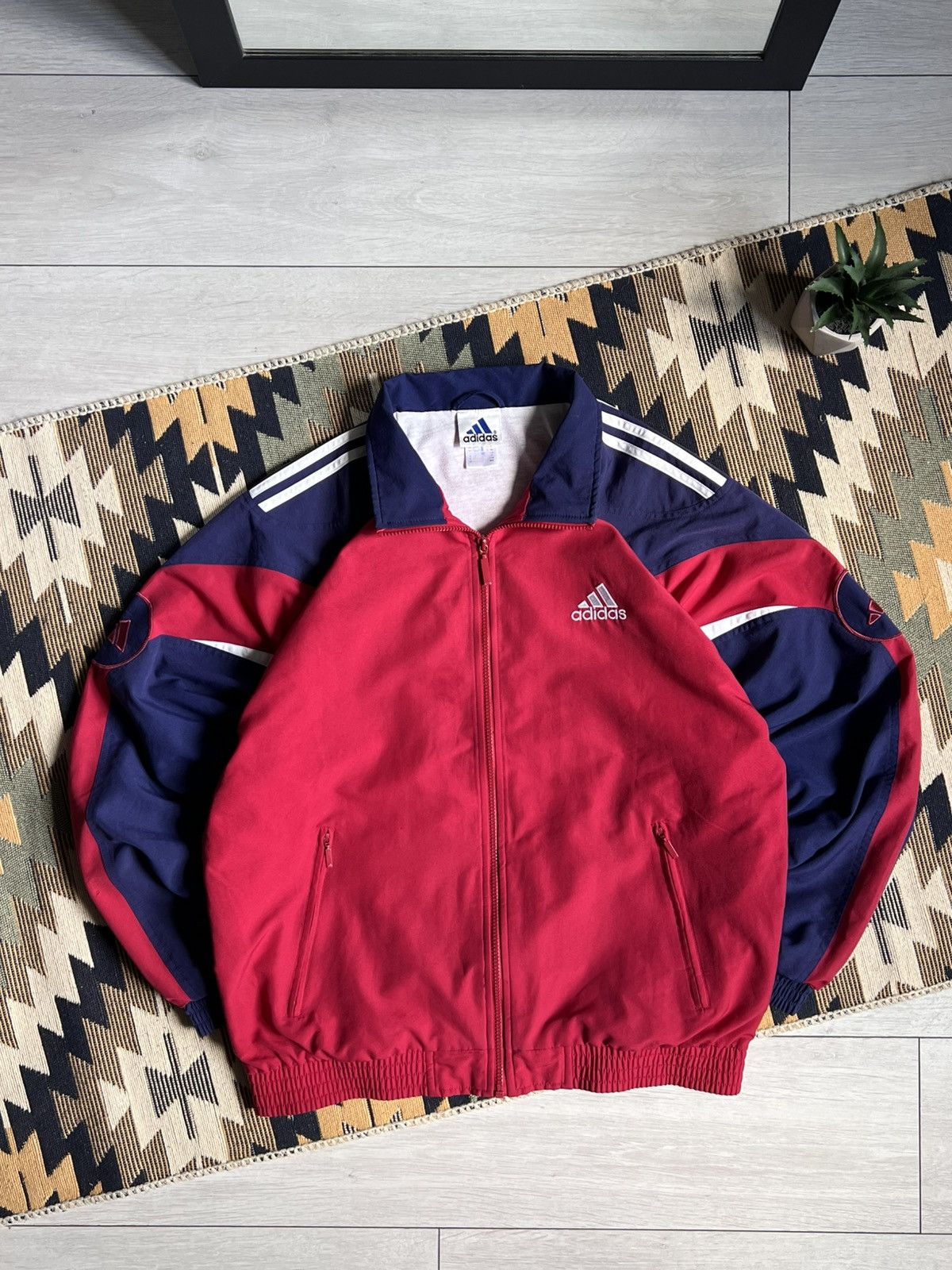 Adidas Vintage Adidas 3 Stripes Nylon Jacket Size US M / EU 48-50 / 2 - 1 Thumbnail