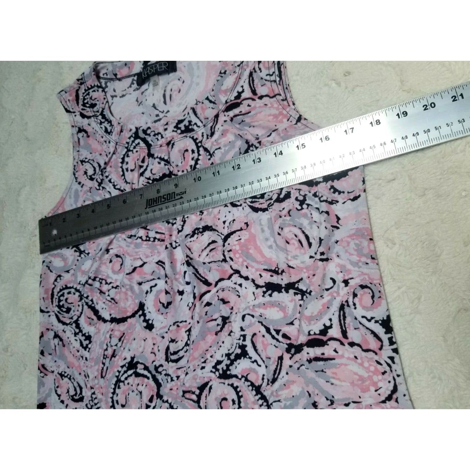 Kasper Kasper Womens Small Petite Sleeveless Pleat Neck Paisley Knit Cami/Tank Top Pink Size S / US 4 / IT 40 - 5 Thumbnail