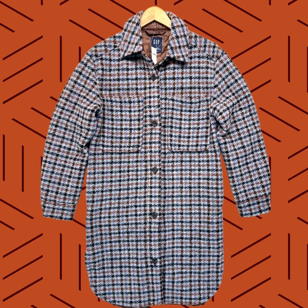 Gap Gap Womens Shacket Multicolor Houndstooth Plaid Lined Shirt Jacket S Size S / US 4 / IT 40 - 1 Thumbnail