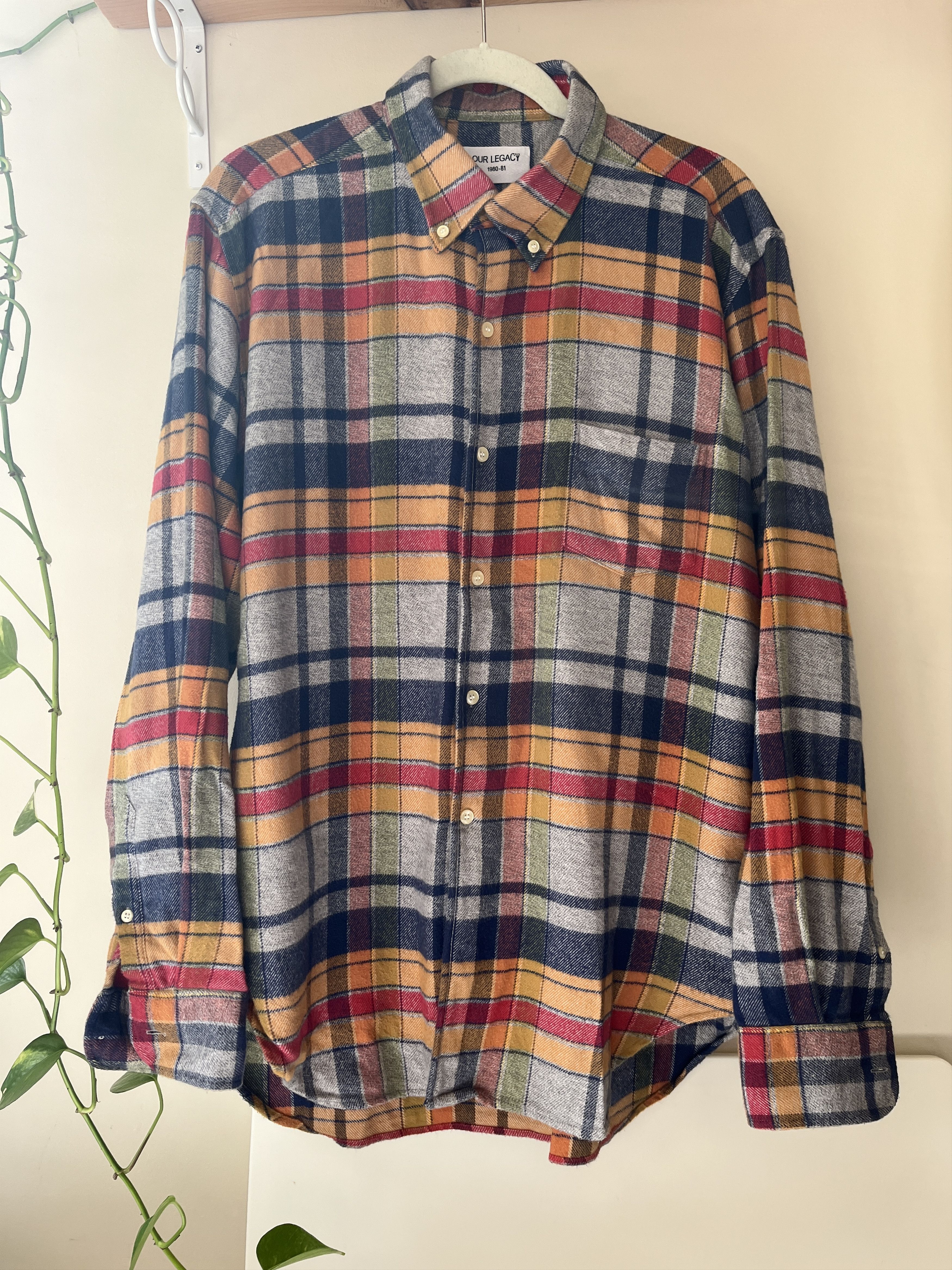 image of Our Legacy Flannel Shirt in Orange, Men's (Size Large)