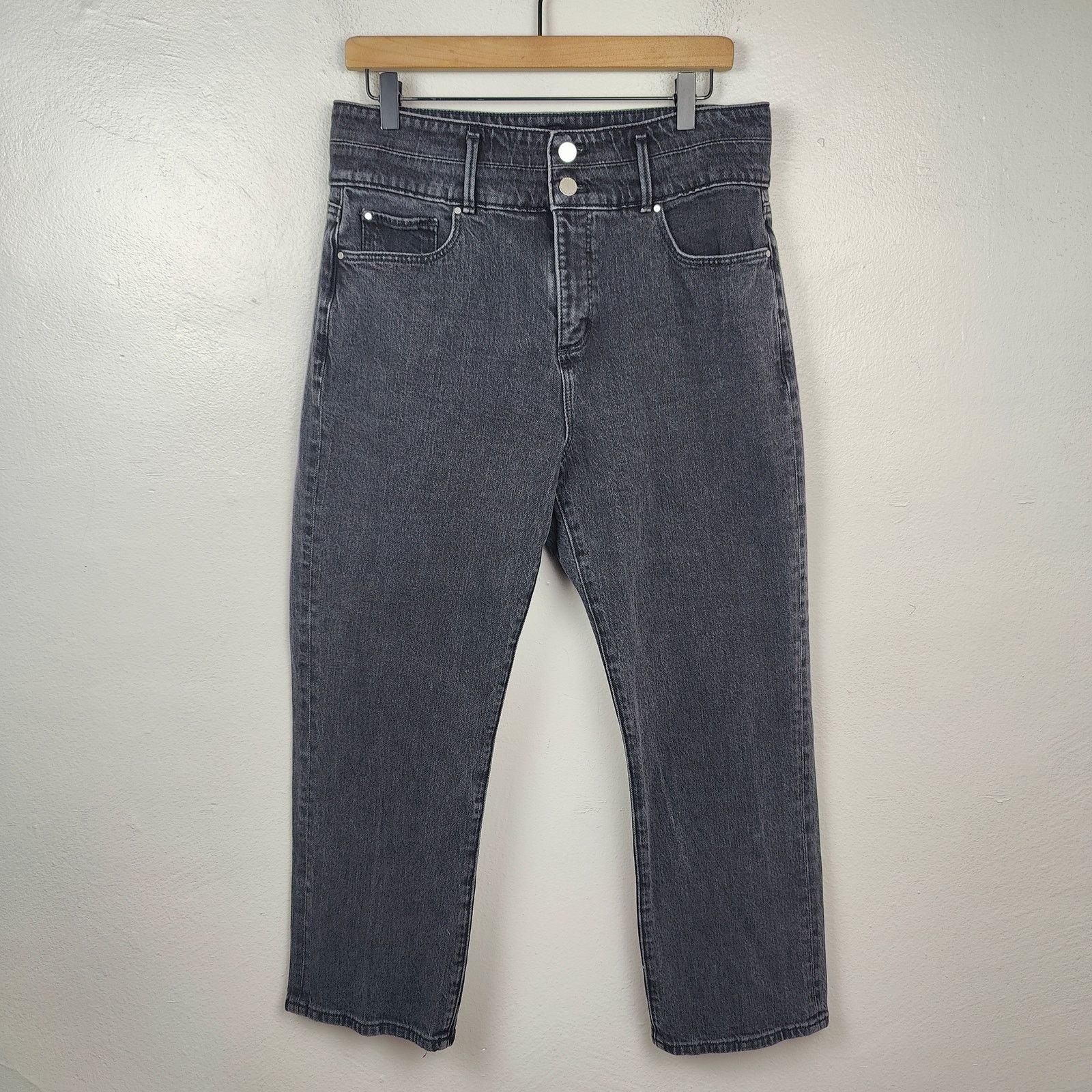 Ann Taylor Ann Taylor The Straight Crop Jeans Womens 10 Black Wash Size 32" / US 10 / IT 46 - 1 Thumbnail