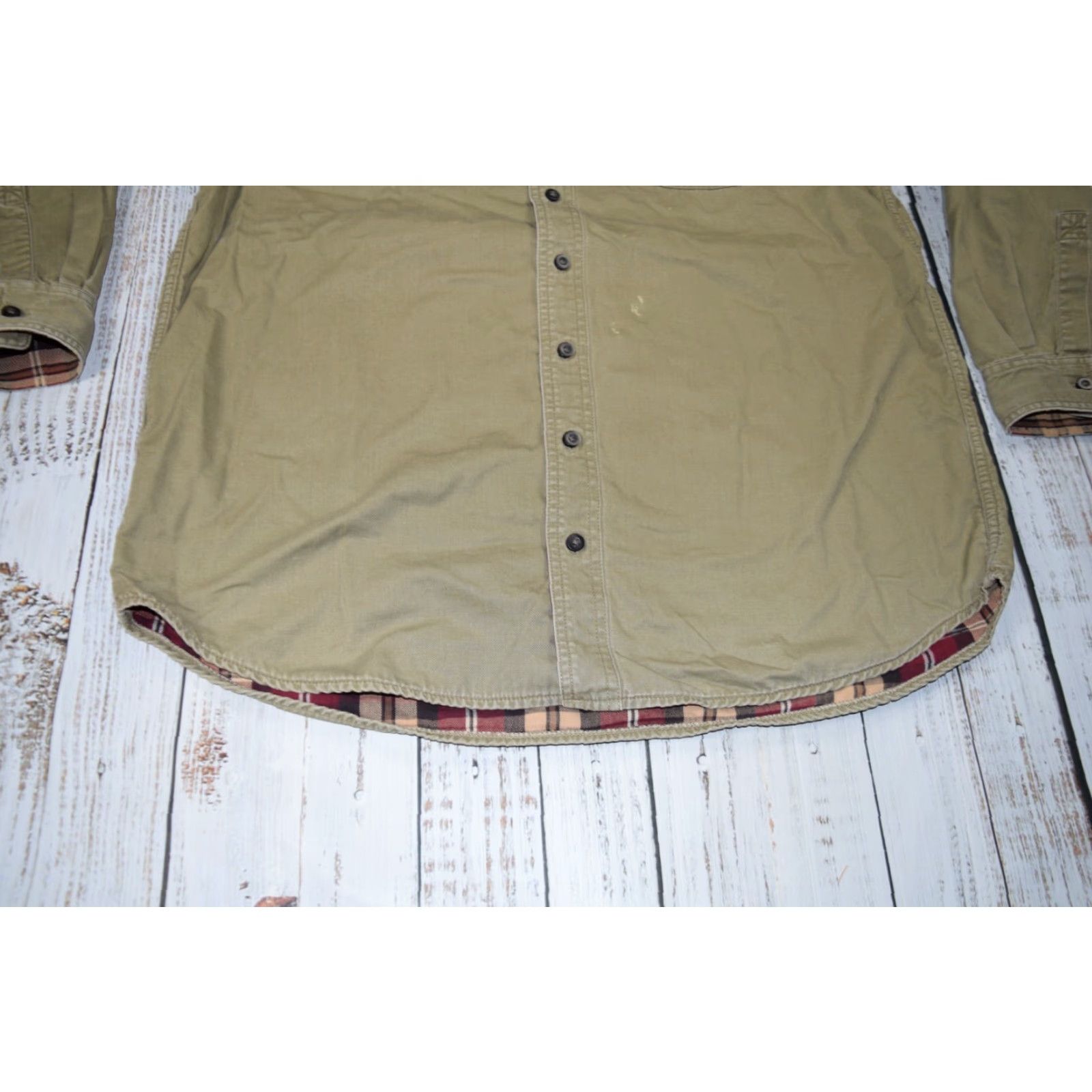 Vintage L.L. BEAN MENS FLANNEL LINED HURRICANE WORK SHIRT LT KHAKI BUTTON-UP BIG & TALL Size US L / EU 52-54 / 3 - 5 Thumbnail