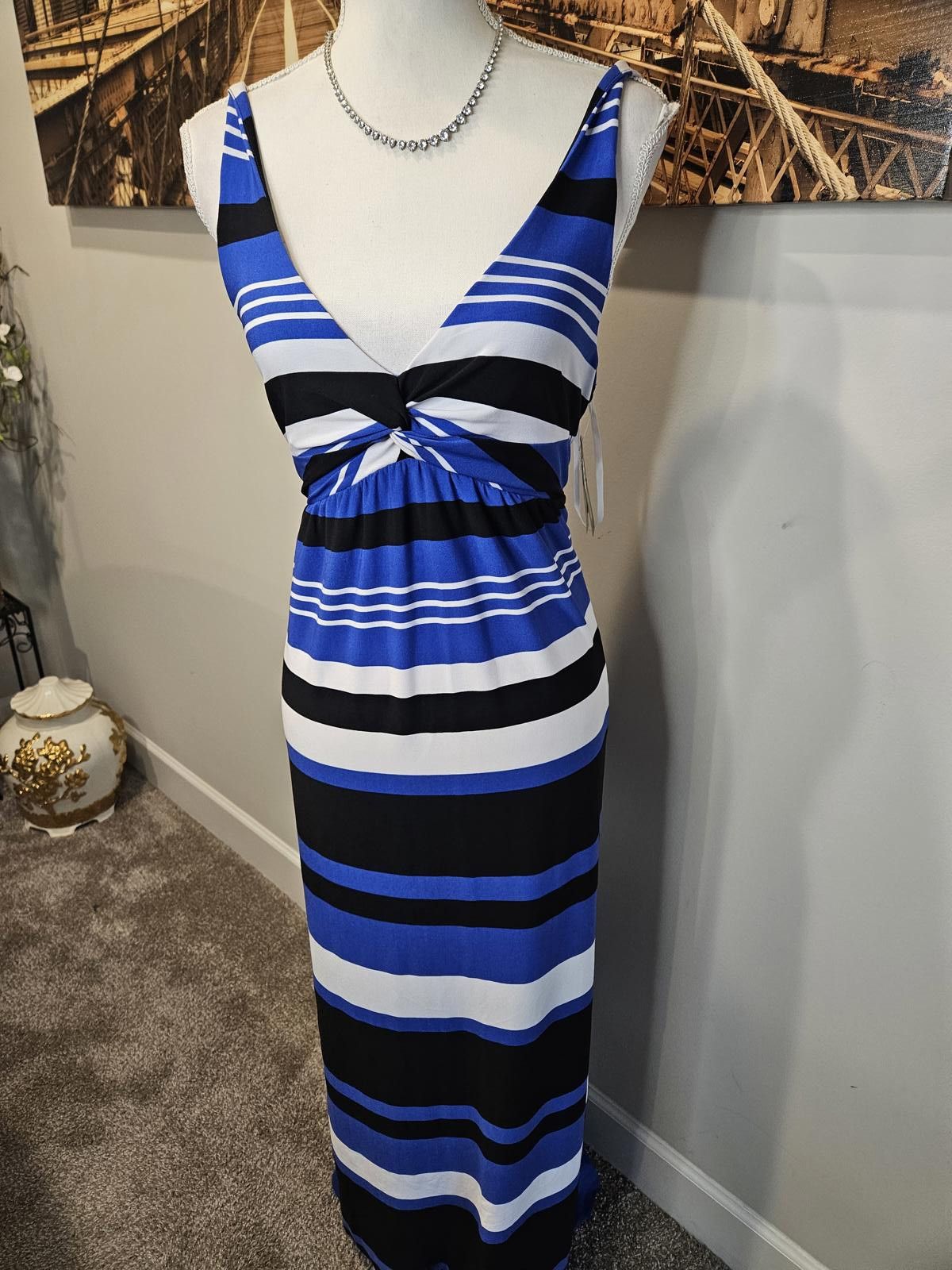 Designer Nwt I.N. Studio Women's Striped Maxi Dress - Size L Size L / US 10 / IT 46 - 1 Thumbnail